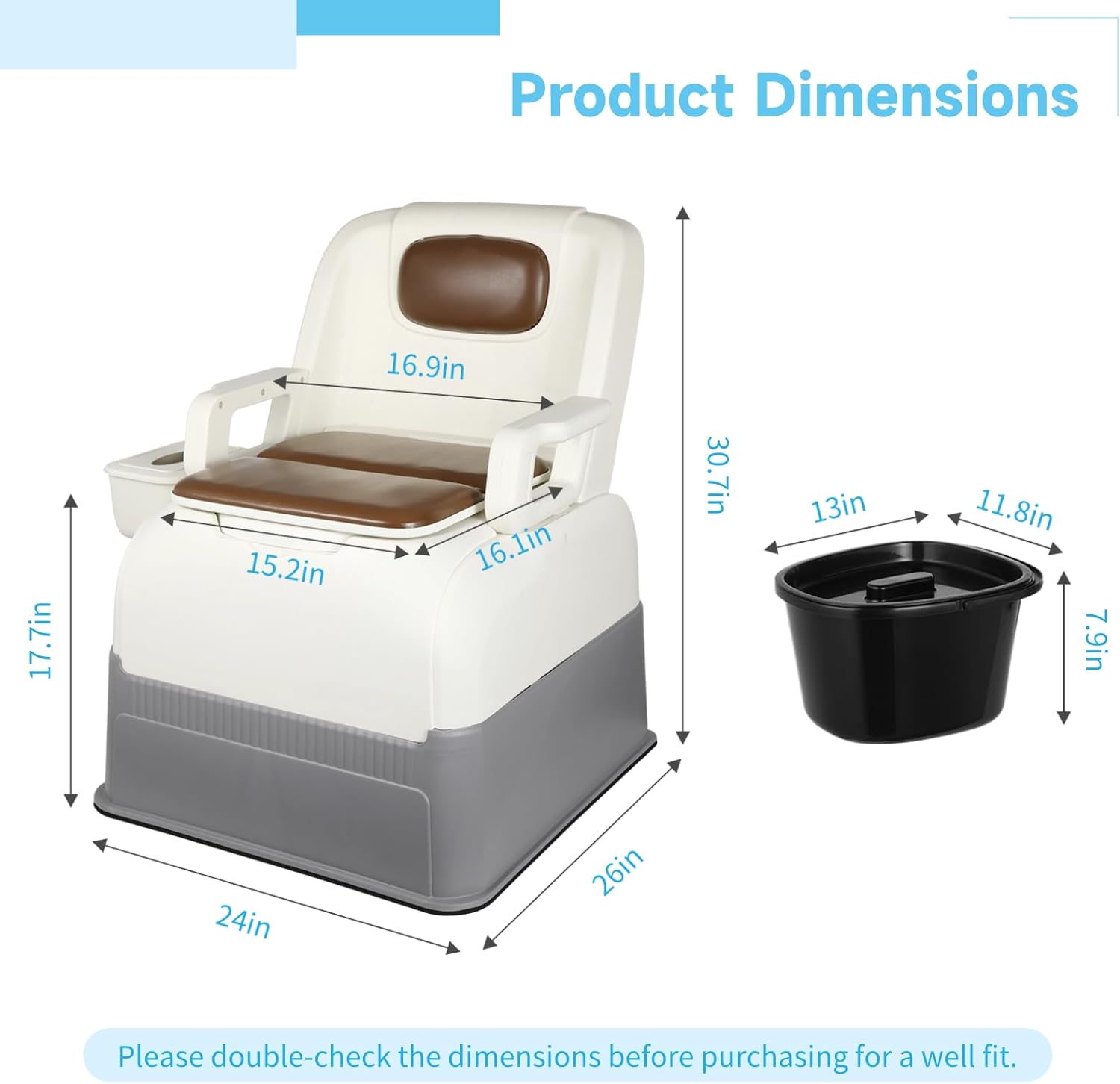 Portable Bedside Commode Chair I Odorless Potty Chair for Elderly, Disabled, Pregnant Women, and Adults on the Go I Model MEW22310