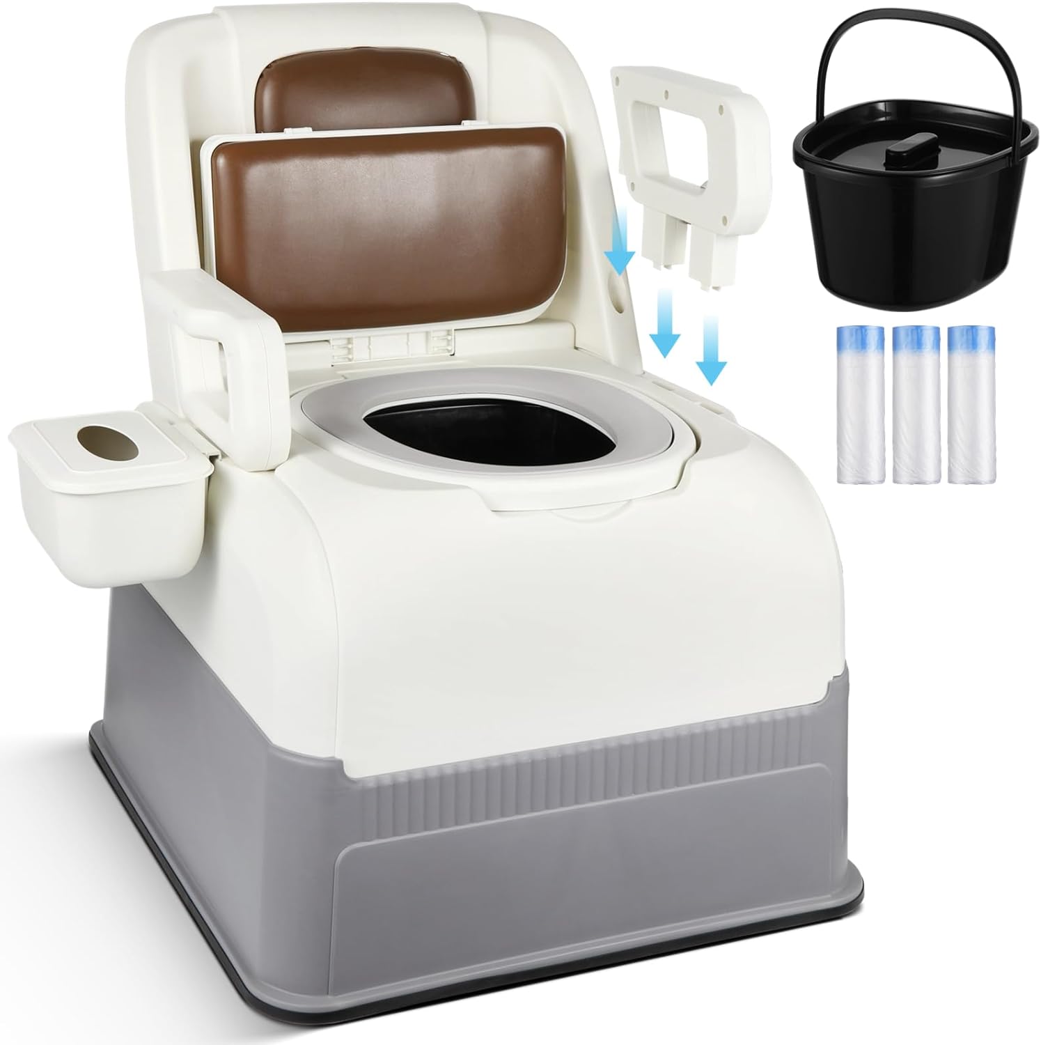 Portable Bedside Commode Chair I Odorless Potty Chair for Elderly, Disabled, Pregnant Women, and Adults on the Go I Model MEW22310