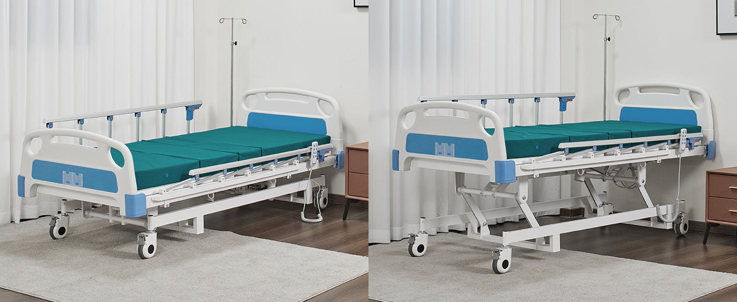 Enhanced Care: 3-Function Electric ICU Hospital Bed with Mattress & IV Pole