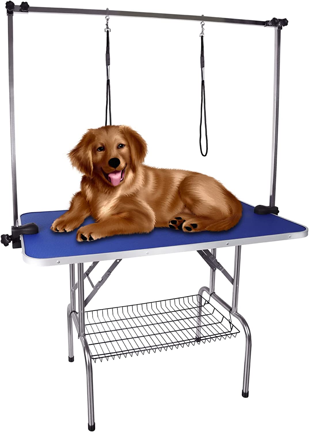 Pet Dog Grooming Table with Adjustable Height Arm I Foldable Heavy Duty Grooming Table I 45 x 24 Inch I Black