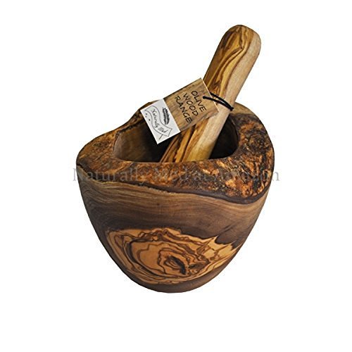 Mortar and Pestle I Naturally Med Olive Wood Rustic