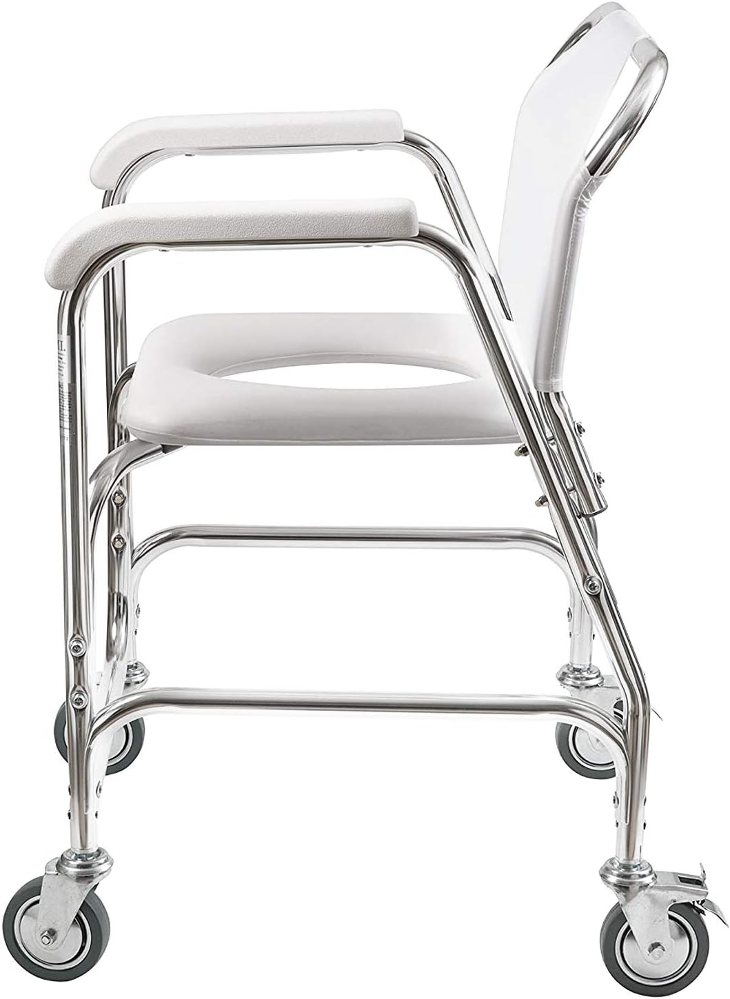 Rolling Shower Chair, Commode I  Transport Chair I Rolling Bathroom Wheelchair I  250 lb. Weight Capacity I White
