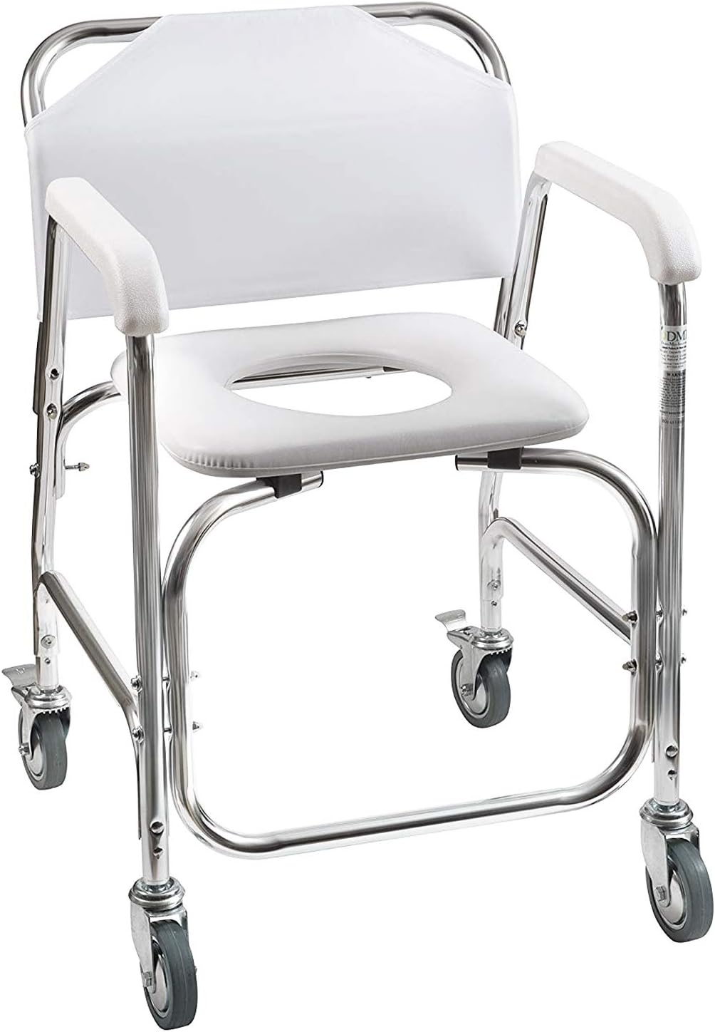 Rolling Shower Chair, Commode I  Transport Chair I Rolling Bathroom Wheelchair I  250 lb. Weight Capacity I White