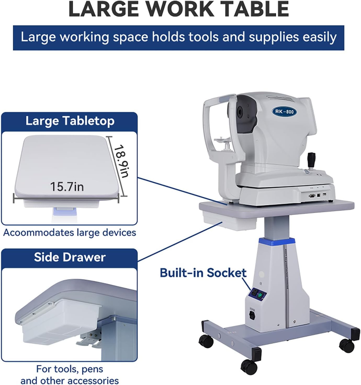 Optometrist Ophthalmic Motorized Electric Table I Professional Medical Cart Dental Cart  I Size 15.7