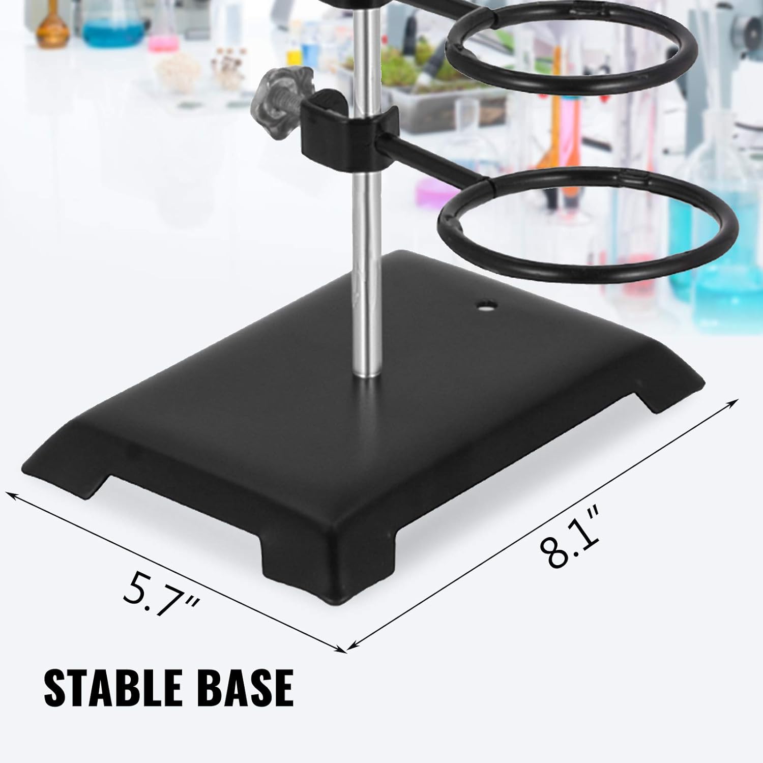 Laboratory Metalware Set: Premium Iron Support Stand with Flask Clamp & Condenser Stand - 60cm Height for Superior Lab Support