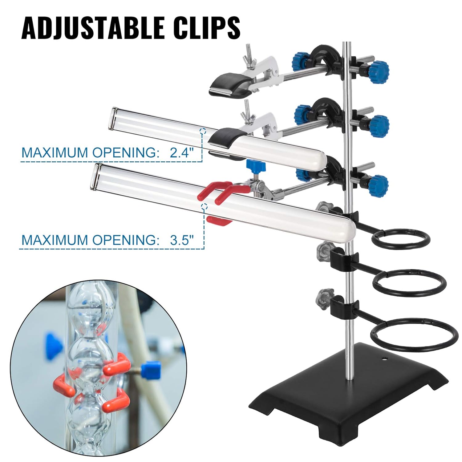 Laboratory Metalware Set: Premium Iron Support Stand with Flask Clamp & Condenser Stand - 60cm Height for Superior Lab Support