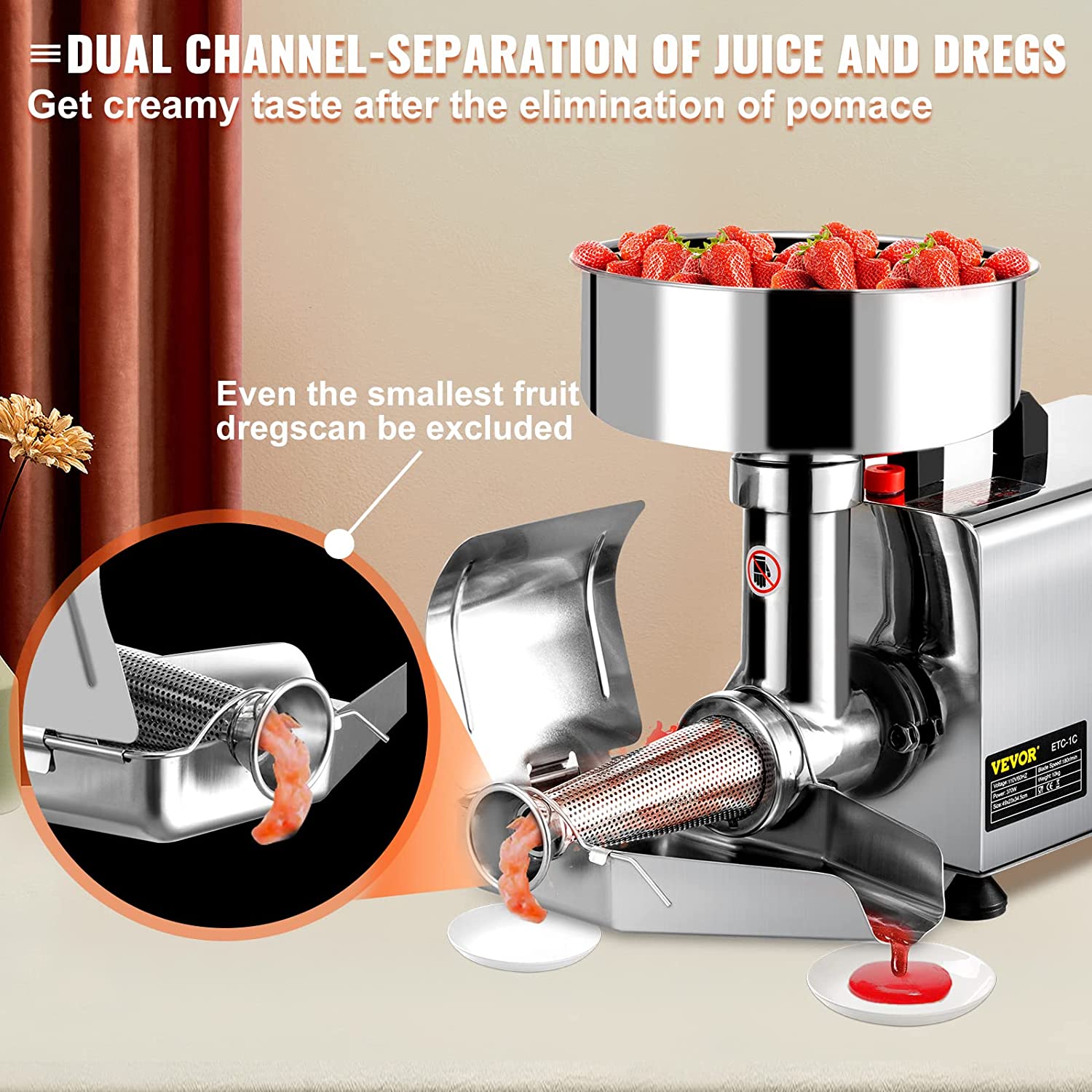 Electric Tomato Strainer I Commercial Grade Tomato Milling Machine I Stainless Steel Tomato Press and Strainer