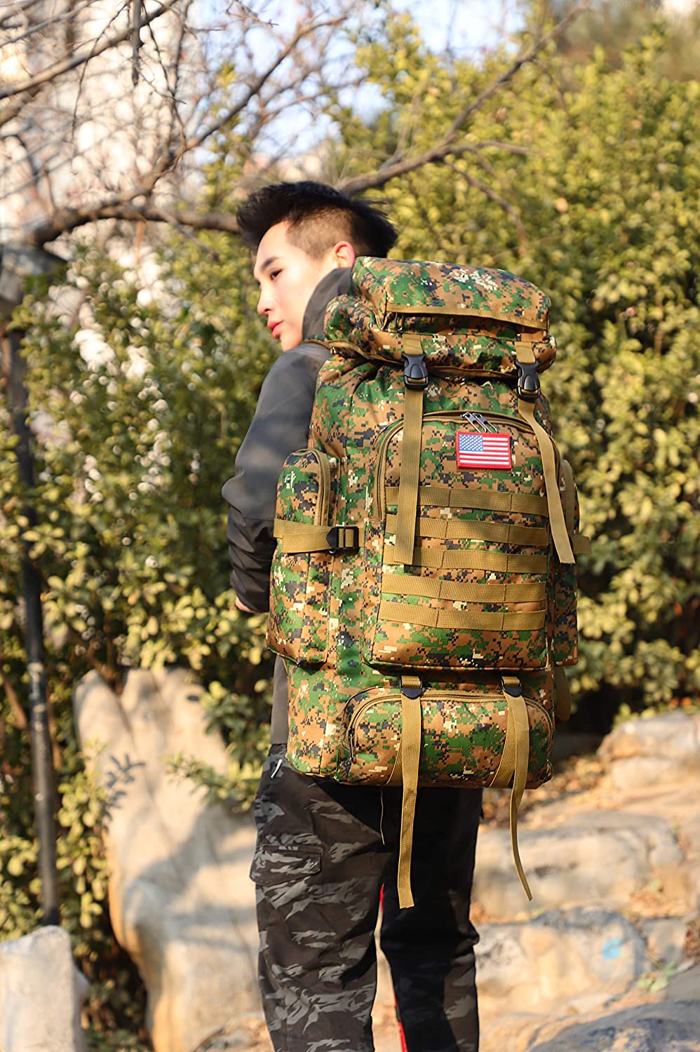 70L Camping Hiking Military Tactical Backpack Outdoor Sport Bags