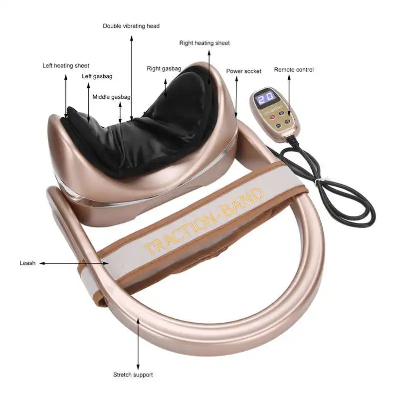 Meubon Electric Neck Massager I Infrared Heated Neck Airbag I Massage Pillow Shoulder Spine Shoulder Cervical Traction