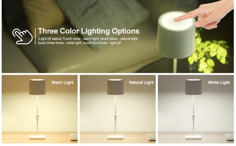 Huiveoo Cordless Table Lamp Silva C three color lighting options