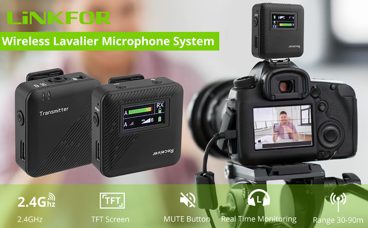 LiNKFOR Single Channel Wireless Lapel MIC with 1 Transmitter and 1 Receiver