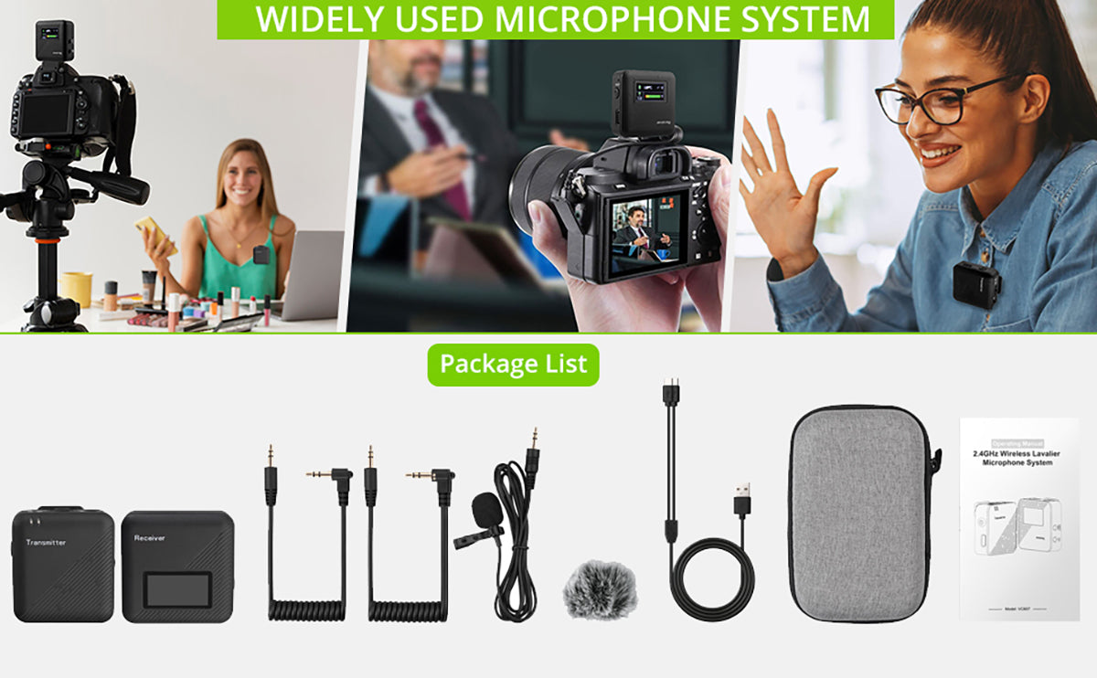 LiNKFOR Single Channel Wireless Lapel MIC with 1 Transmitter and 1 Receiver