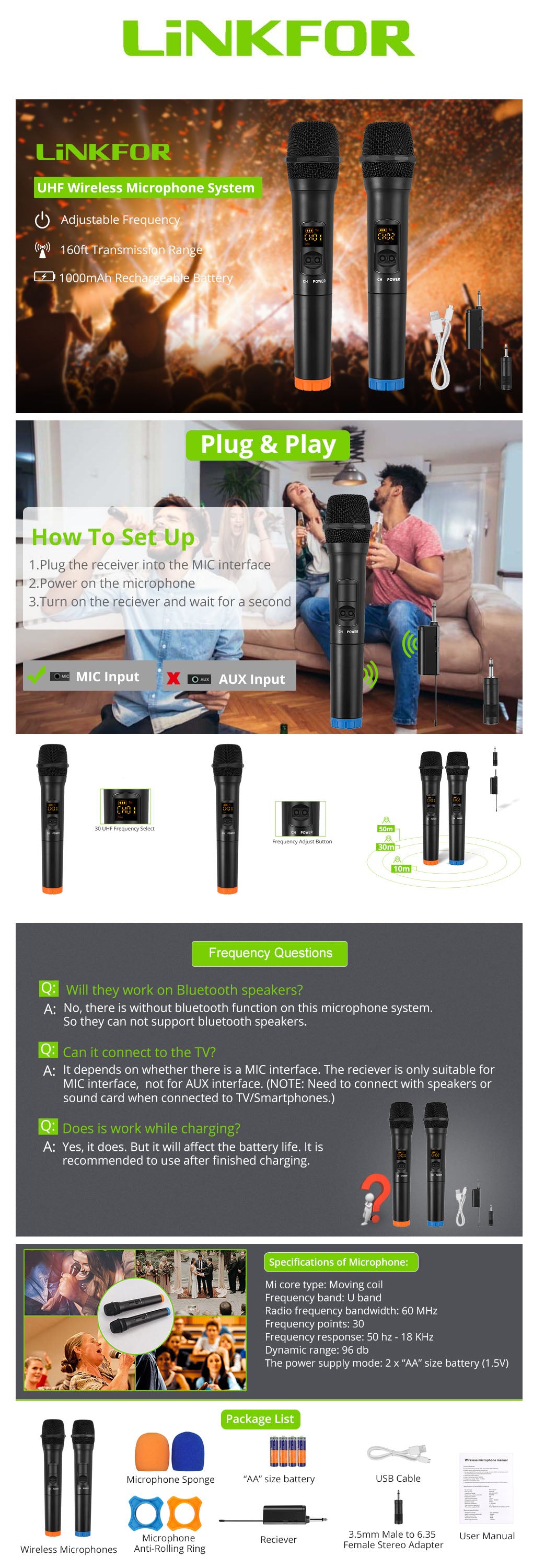 LiNKFOR UHF Wireless Microphone System