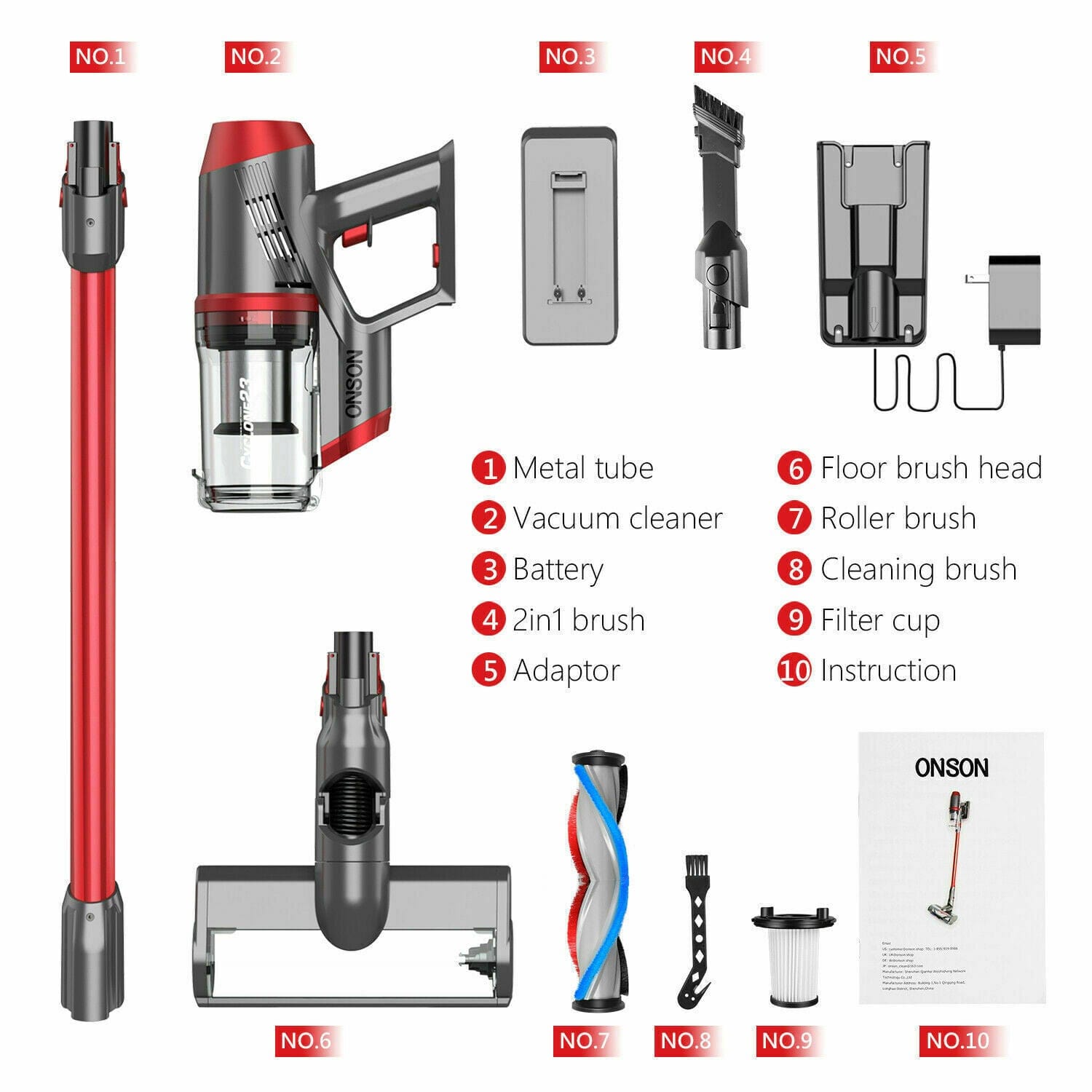 ONSON Cordless Vacuum Cleaner 4-in-1 Stick Upright Compact Handheld Bagless