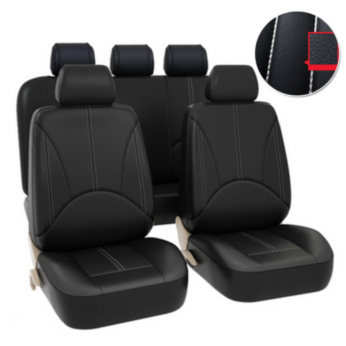 9PCS PU Leather Car Seat Cover Front Rear Protectors Cushions Universal Full Set