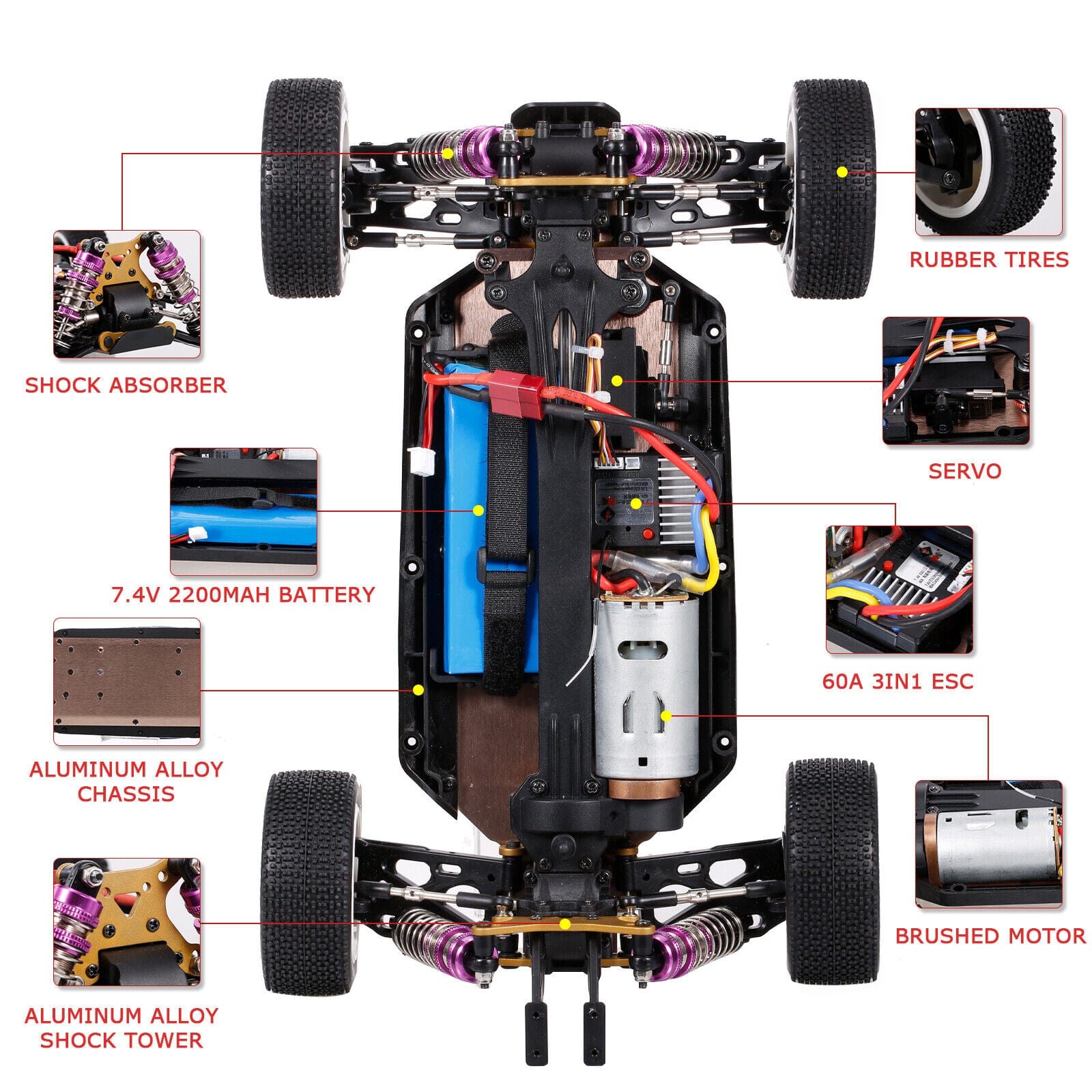 Wltoys 124019 55km/h High Speed Off-Road RC Drift Car 4WD 1/12 RTR Racing