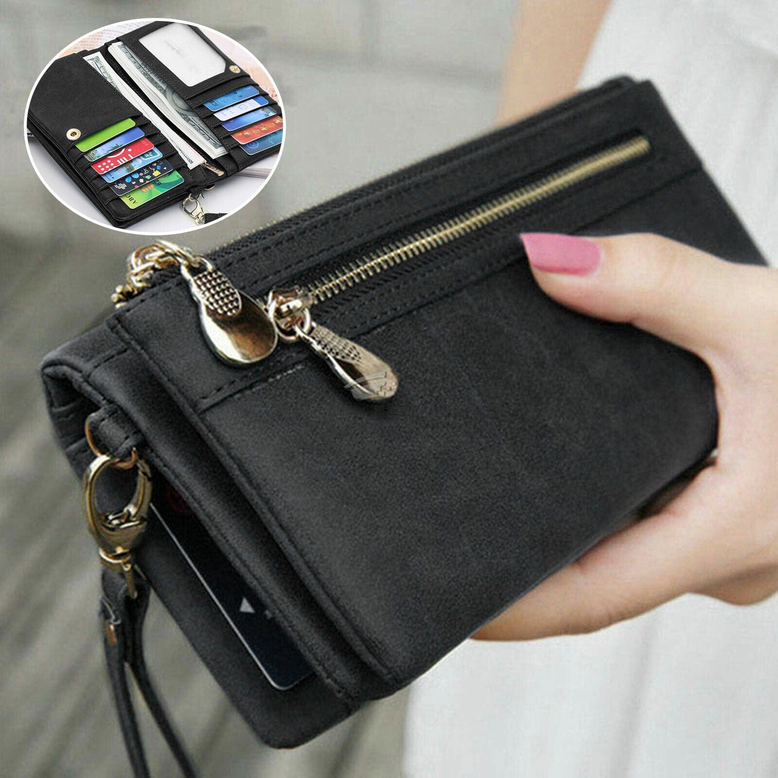 Women Lady Leather Wallet Phone Bag Clutch Card Holder Purse Handbag Retro Style