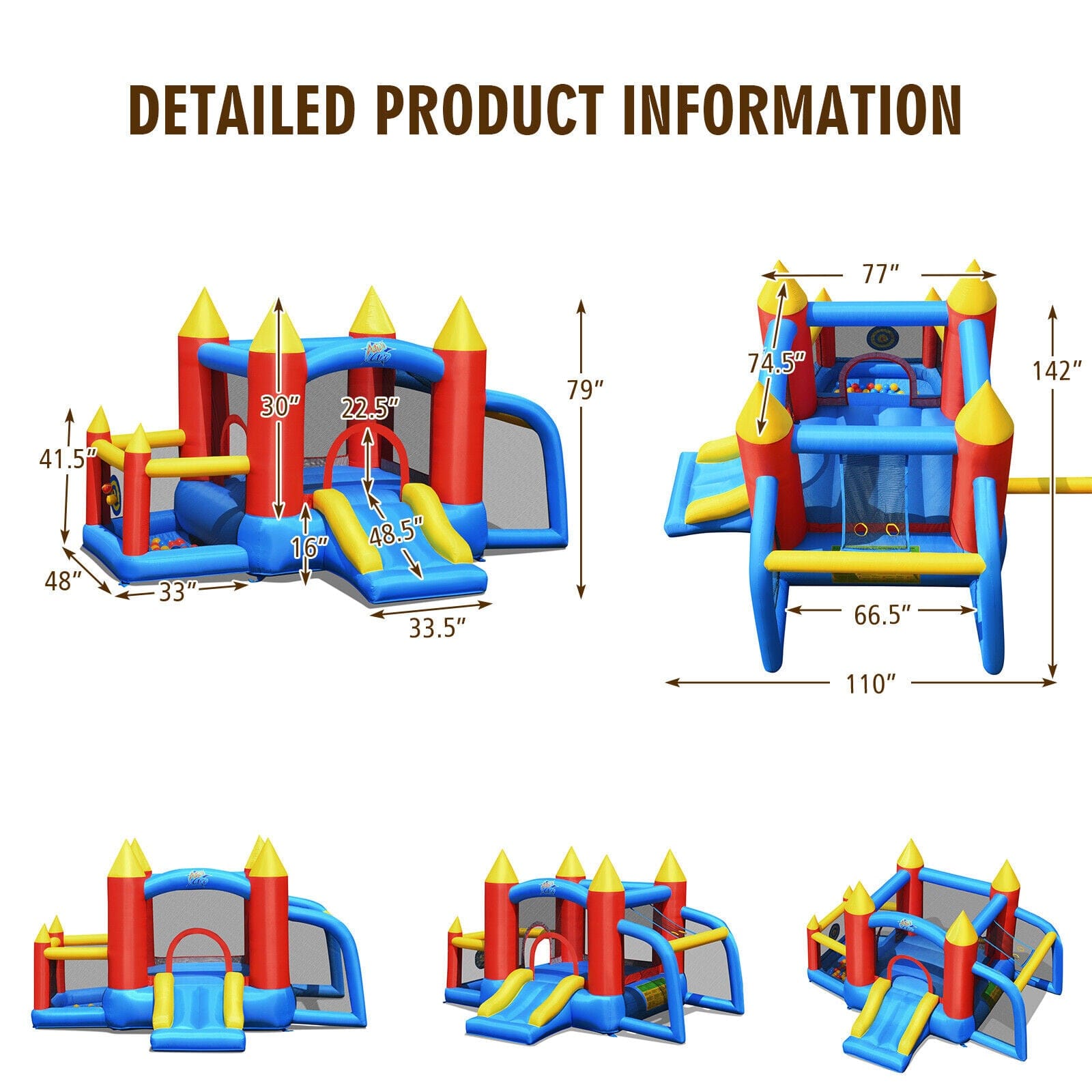 Kid Inflatable Bounce House Slide Bouncer Jumping Castle w/740W Blower Outdoor