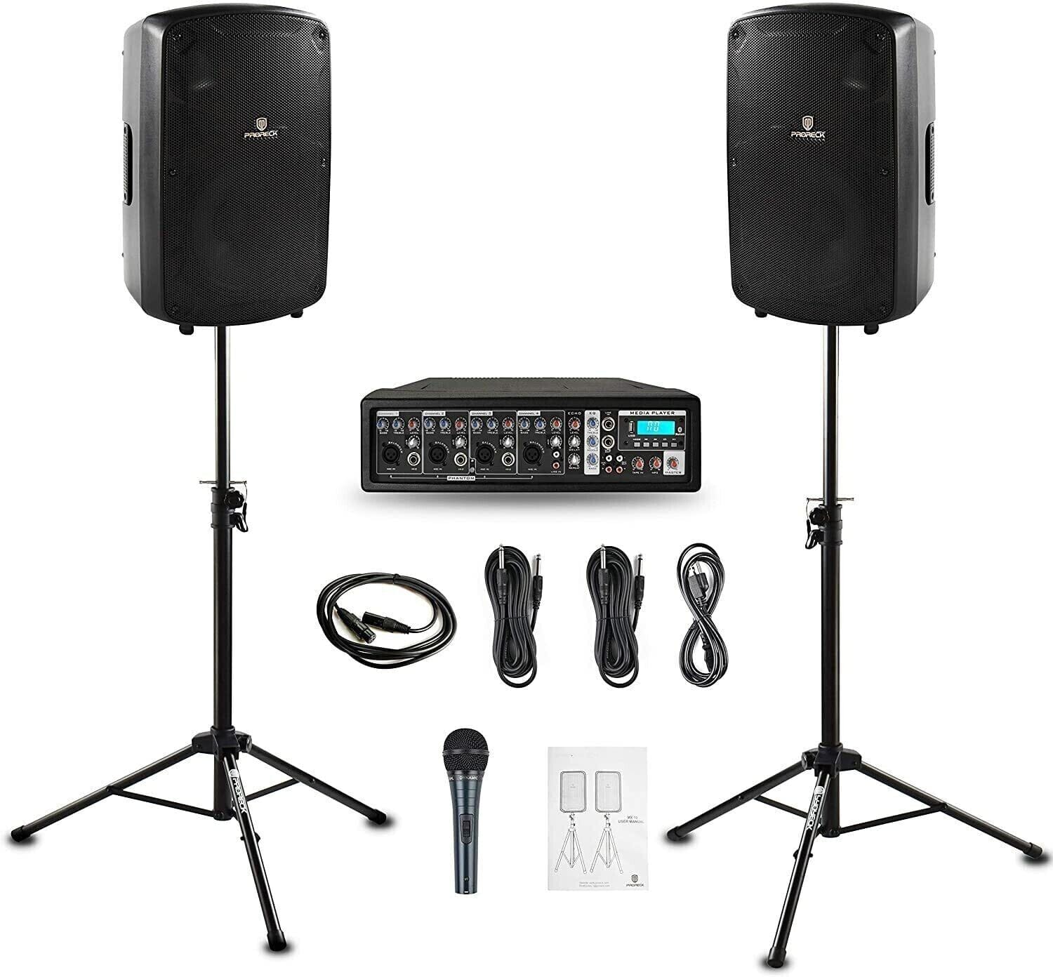 PRORECK MX10 1600W 6-Channel Powered Bluetooth Mixer with 10inch Passive Speaker