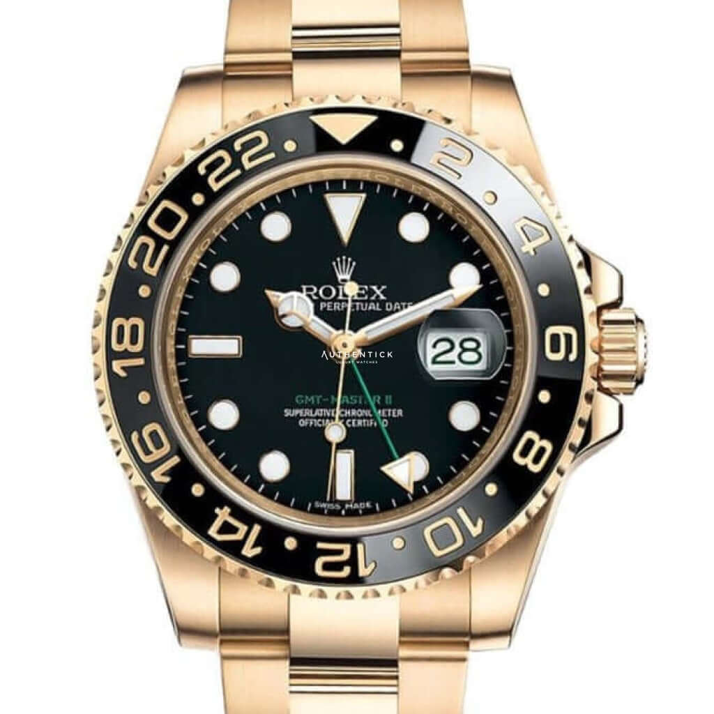 Rolex GMT-Master II Yellow Gold Black Dial 116718LN