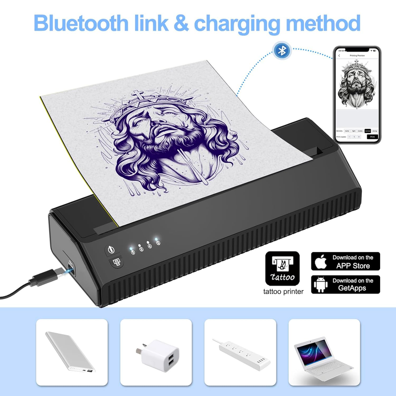 2. MHT-P8008 Impresora de plantilla de tatuaje Bluetooth