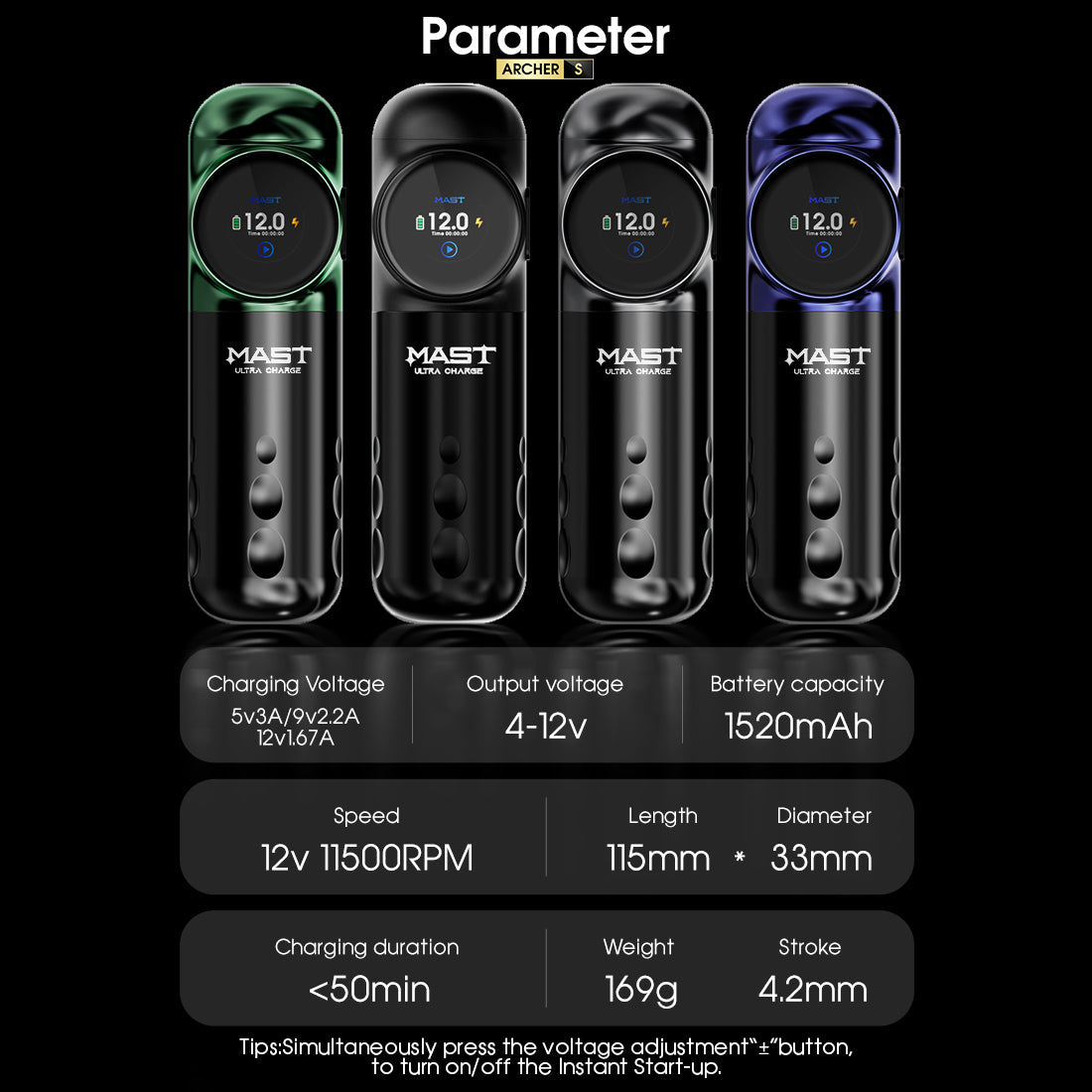 Mast Archer S by Dragonhawk | Wireless Tattoo Pen Machine | Ultra-fast Charging | 4.2MM Stroke
