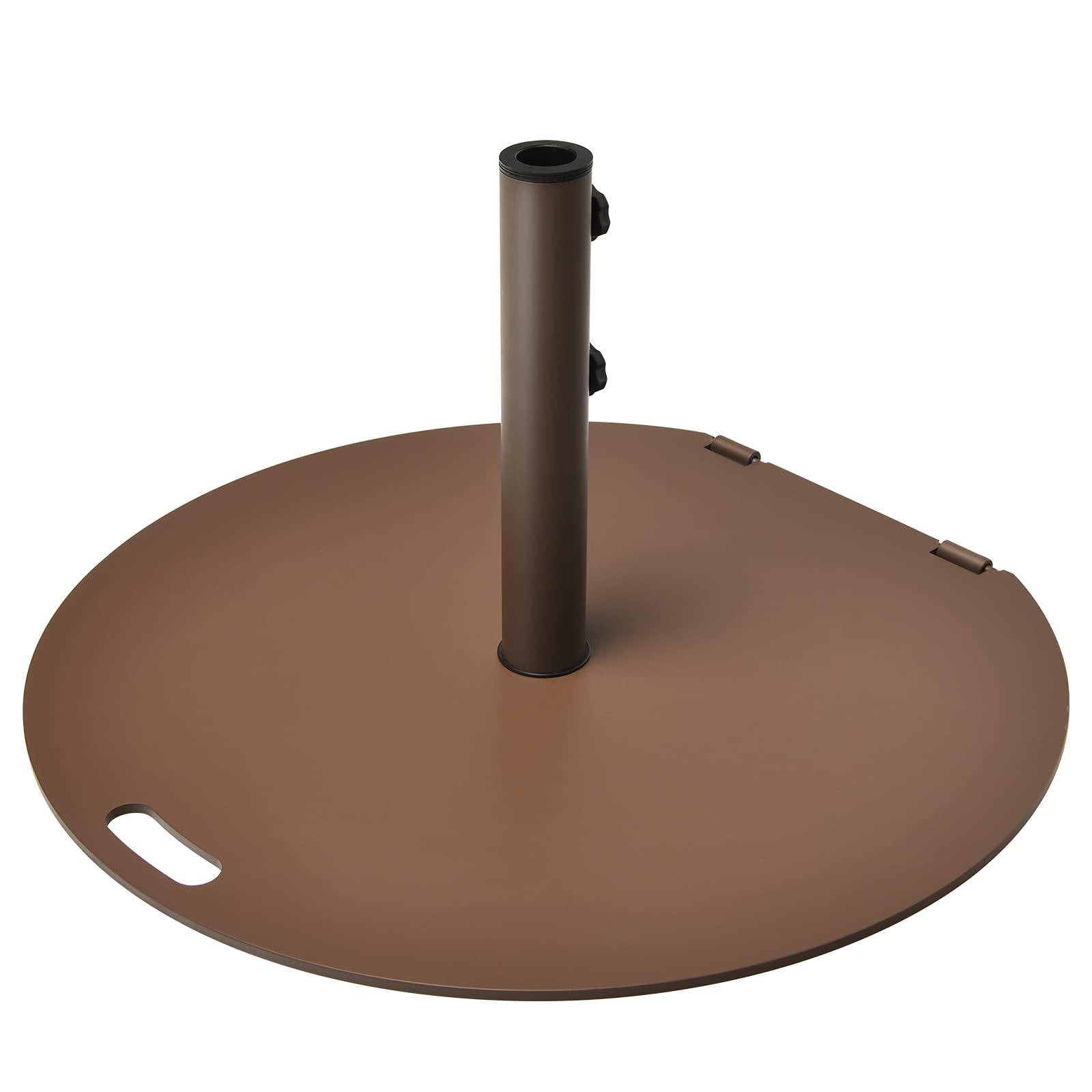 Giantex Patio Umbrella Base, 50 LBS Heavy-Duty Round Umbrella Stand with Wheels, 27.5 Inch/Brown/Square