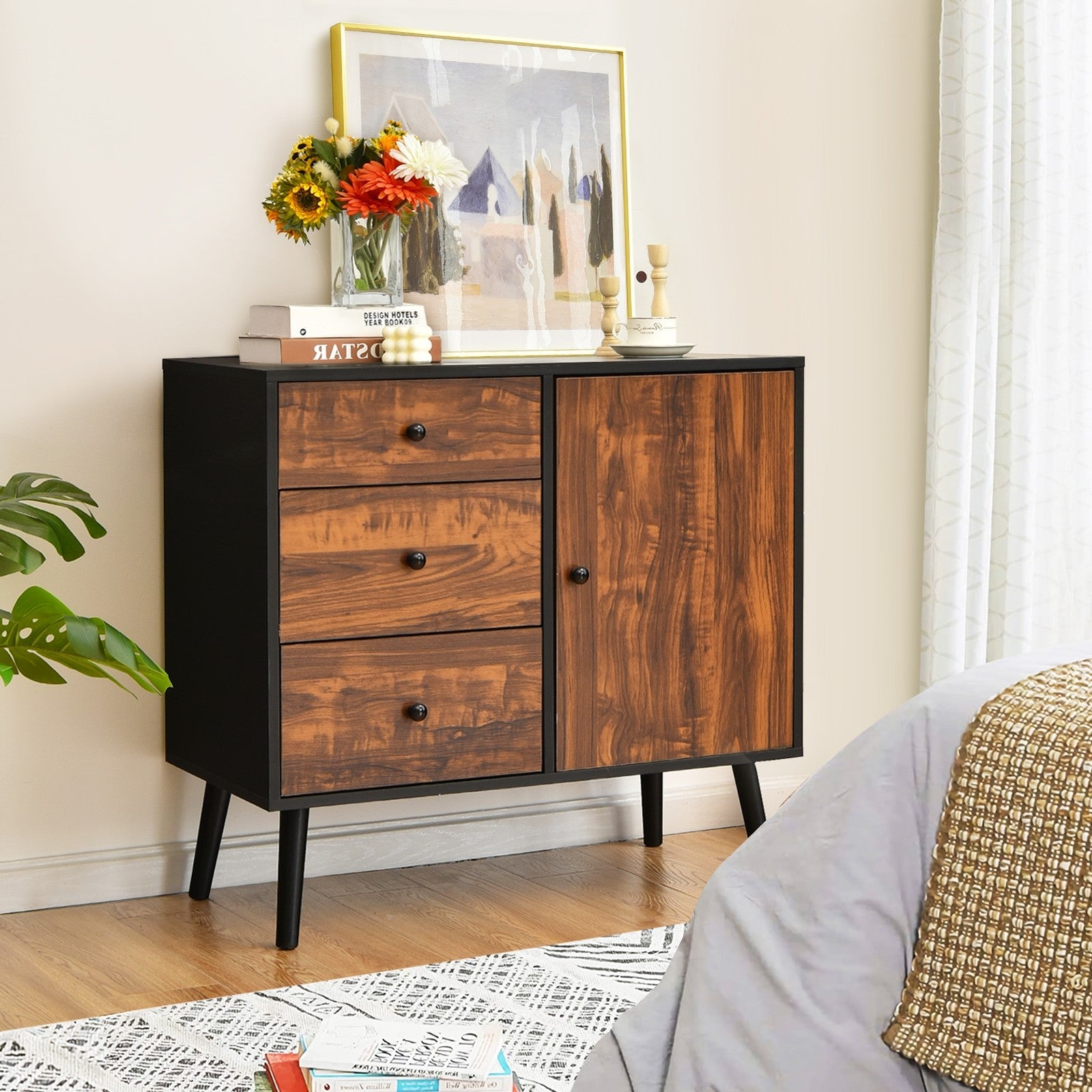 Storage Cabinet Buffet Sideboard with 3 Drawers