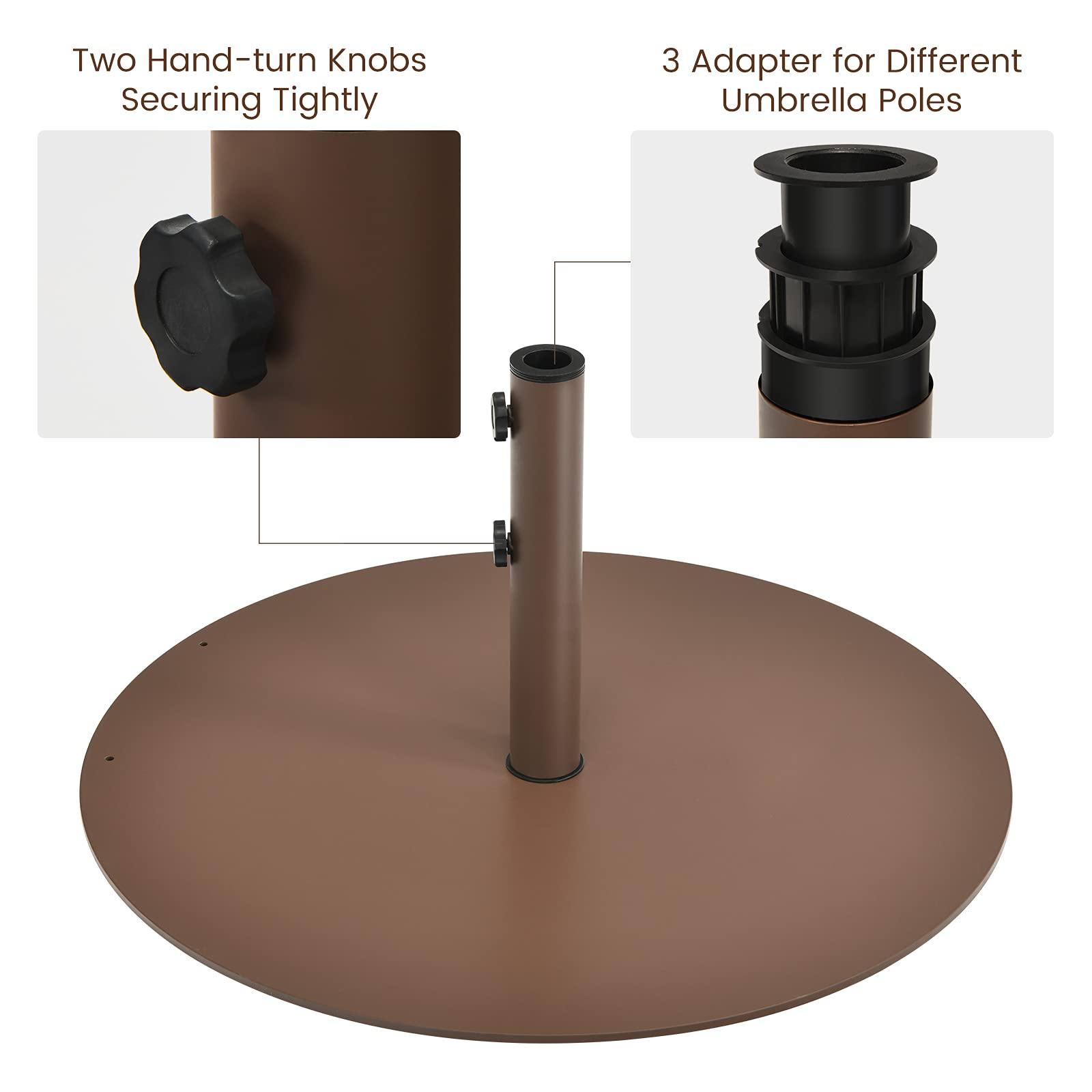 Giantex Patio Umbrella Base, 59 LBS Heavy-Duty Round Umbrella Stand, 29.5 Inch/Brown/Round