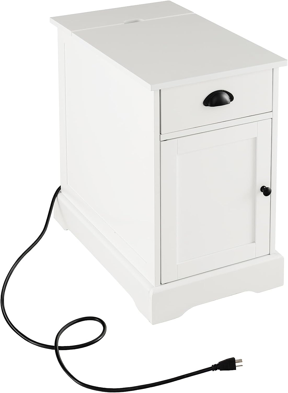 Giantex End Table with Charging Station Set of 2, Flip Top Side Table with USB Ports and Outlets, White