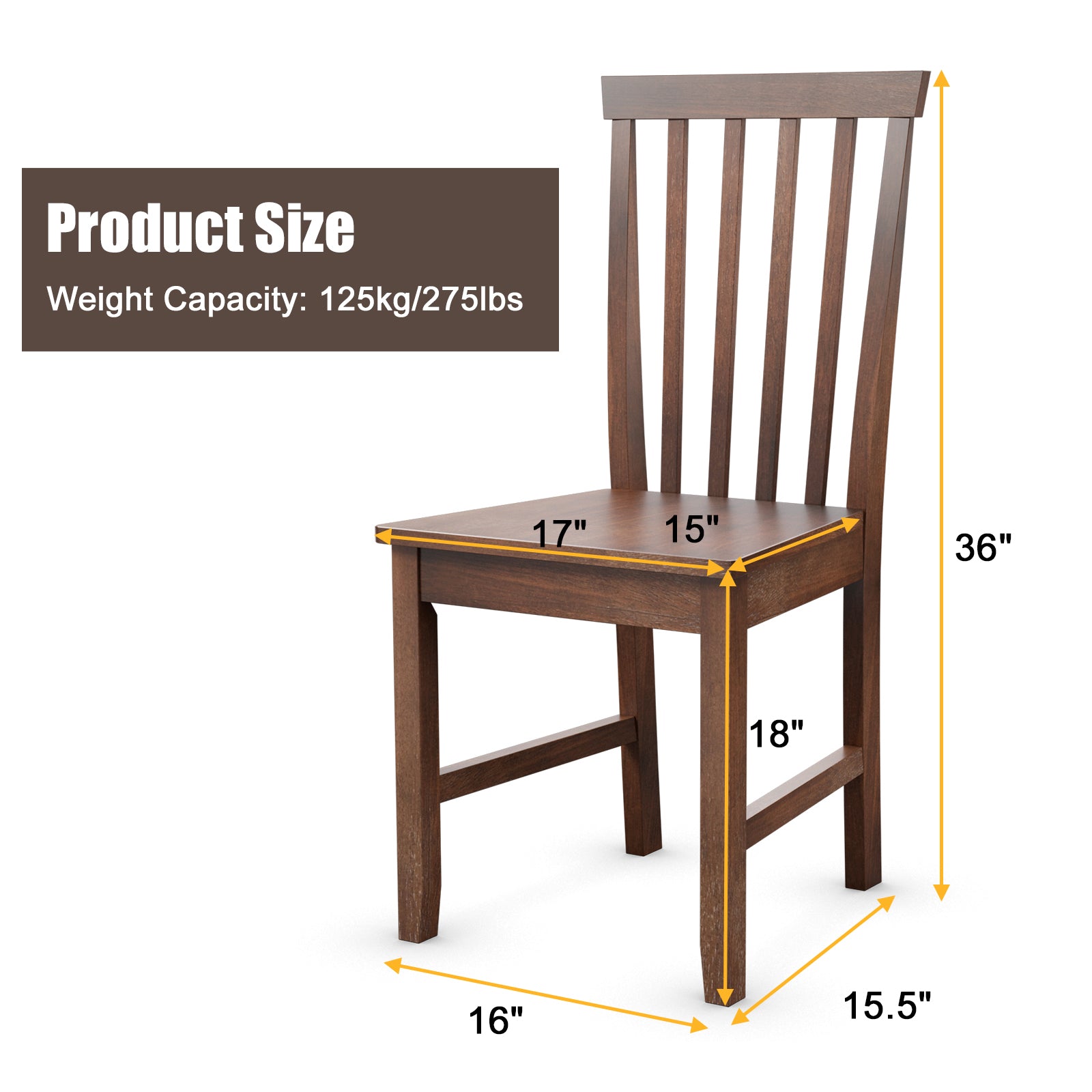 Giantex Set of 4 Dining Room Side Chair w/High Slat Back, Wood Legs