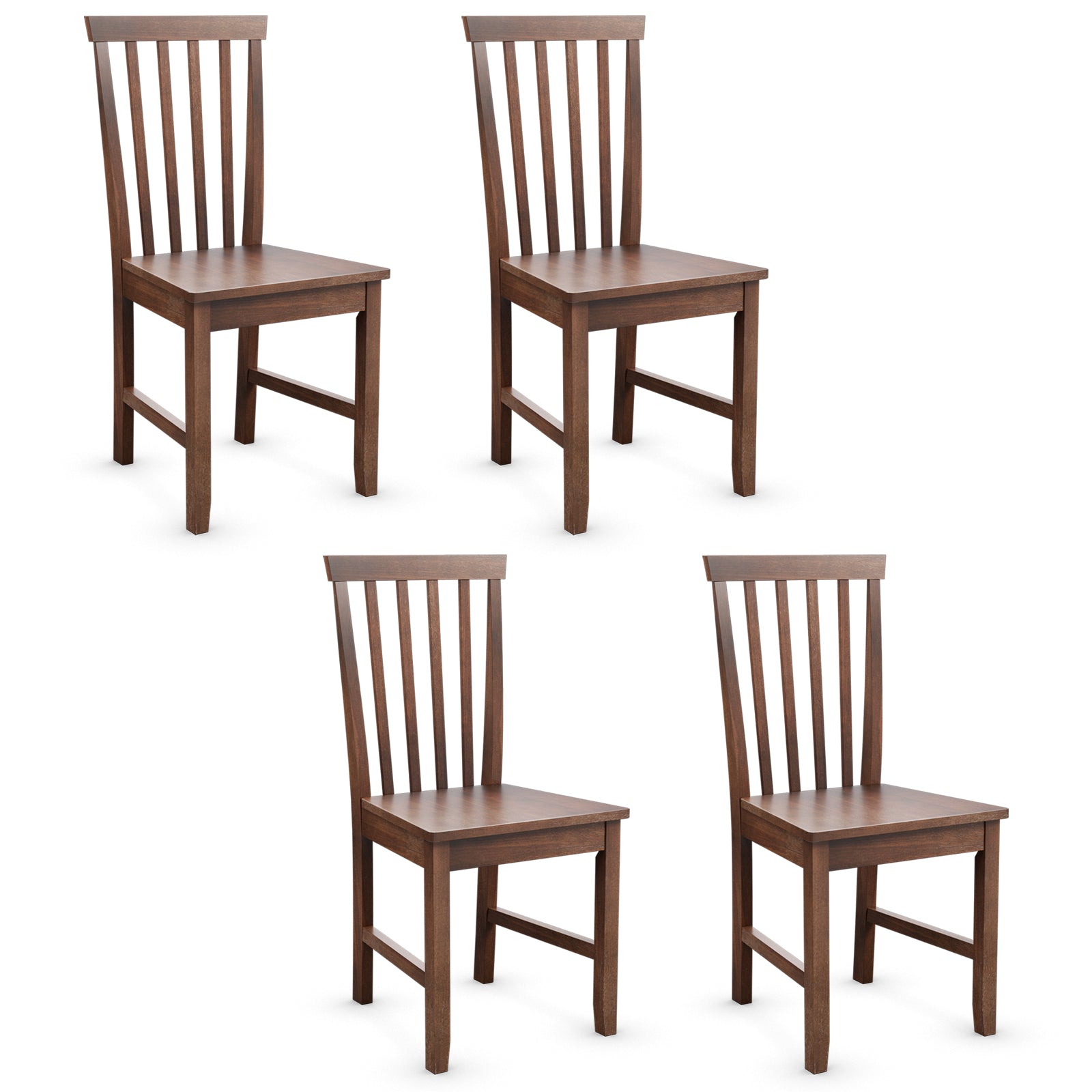 Giantex Set of 4 Dining Room Side Chair w/High Slat Back, Wood Legs