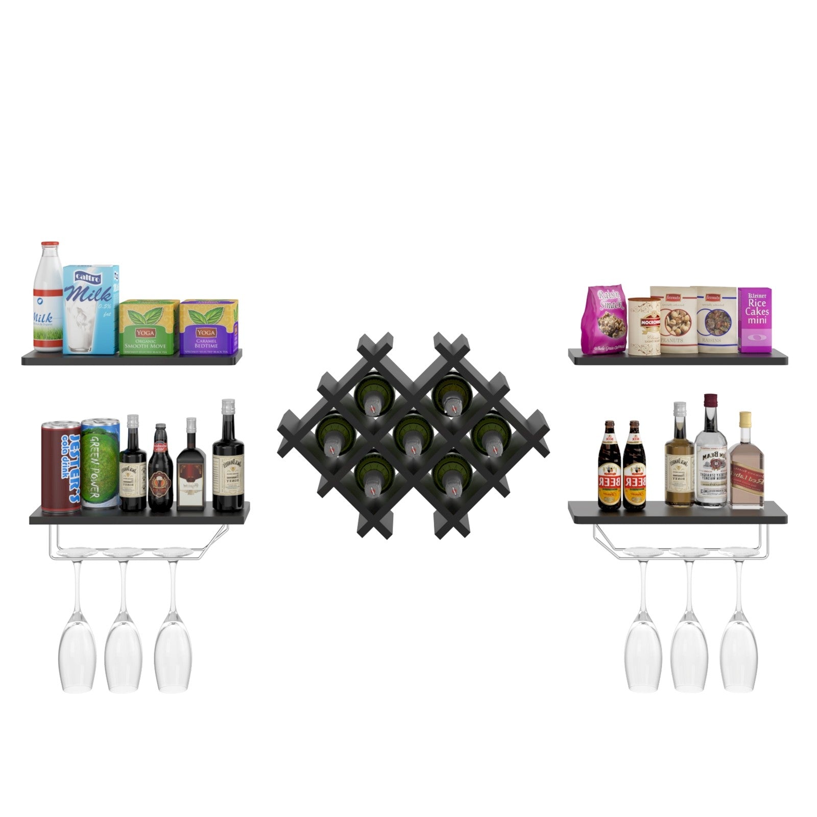 Set of 5 Wall Mount Wine Rack Set
