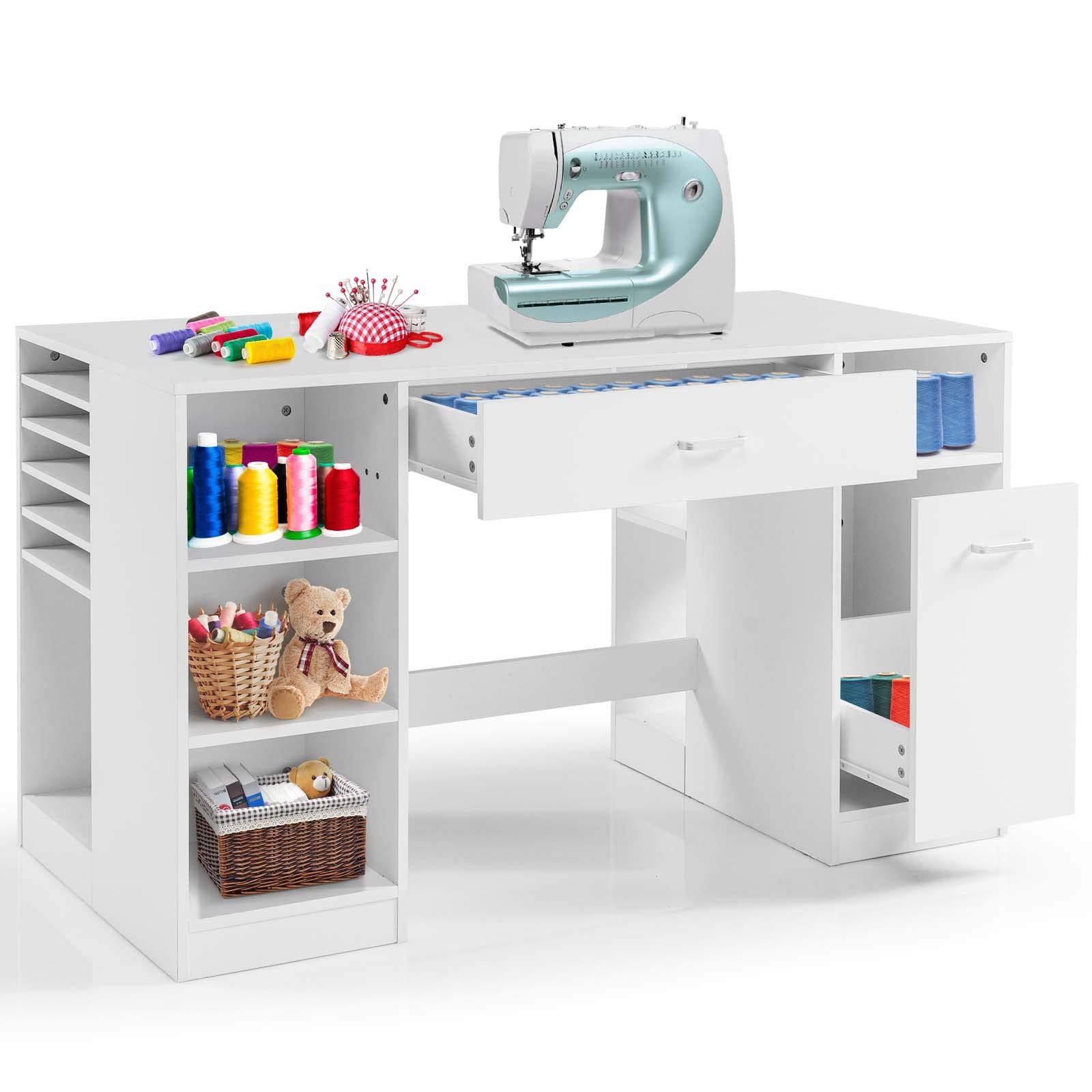 Giantex Craft Table with Storage, Artwork Sewing Table