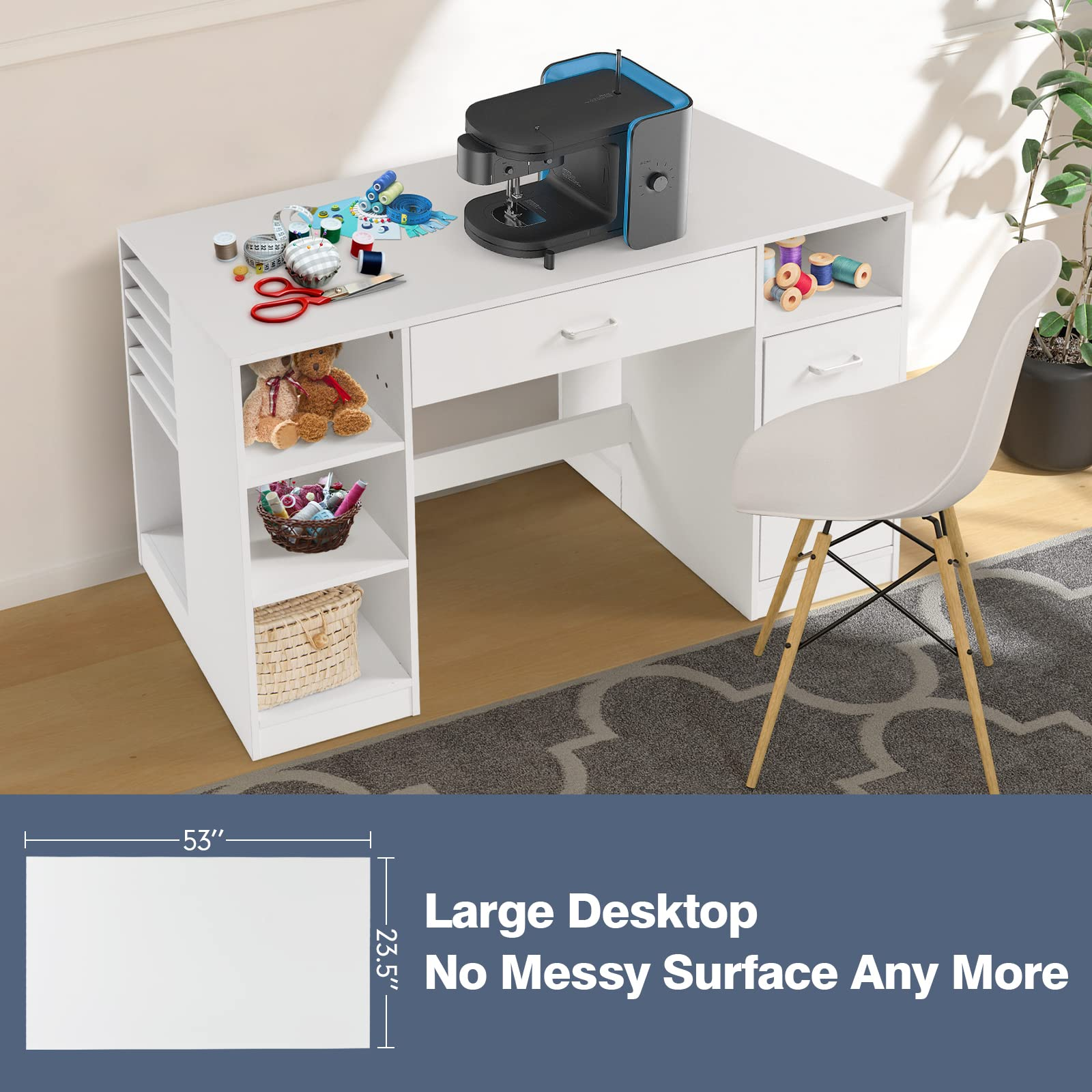 Giantex Craft Table with Storage, Artwork Sewing Table