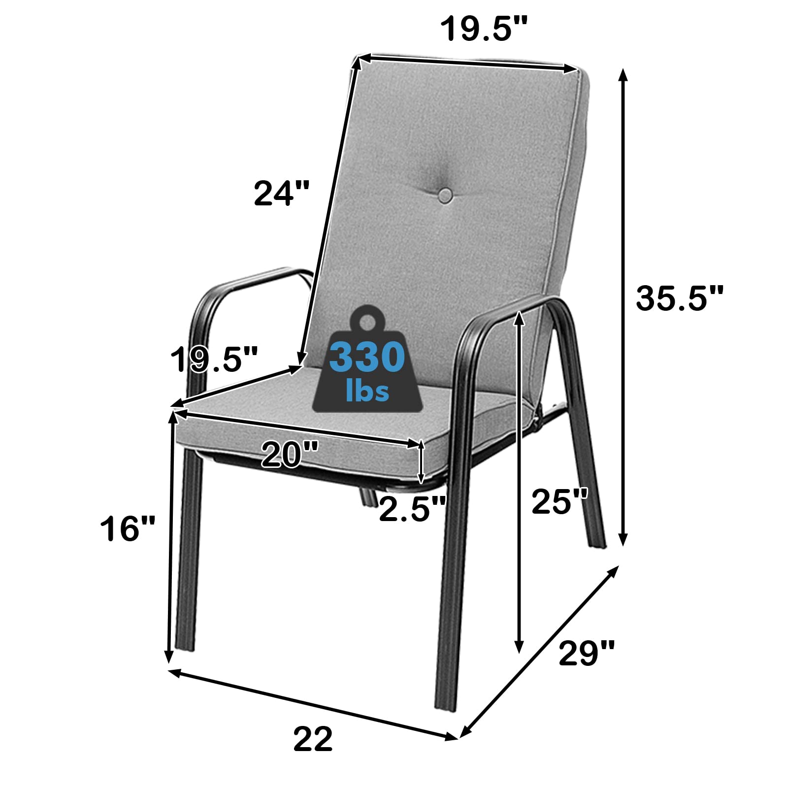 Giantex 4 Piece Patio Dining Chairs, Outdoor Stackable Chairs