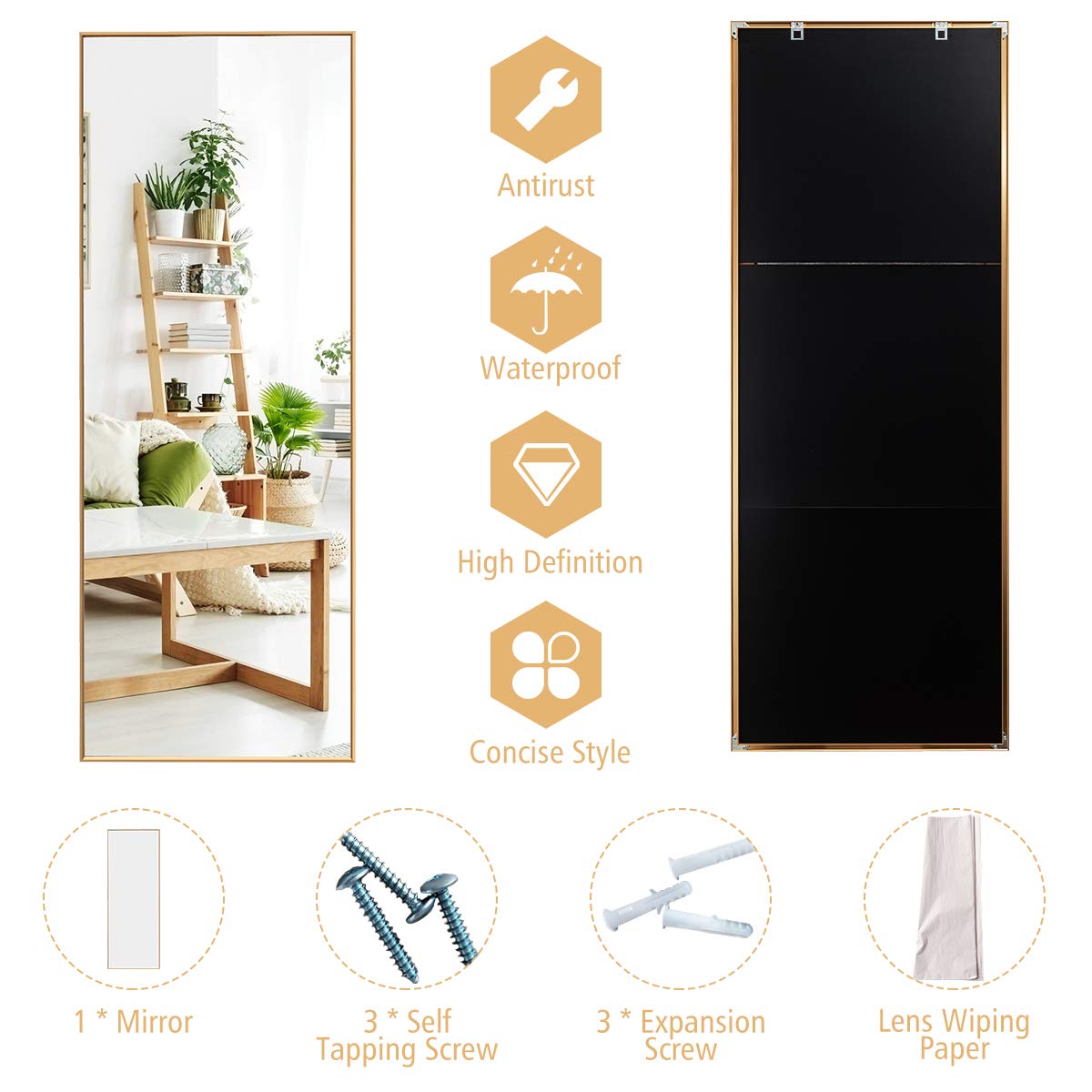 CHARMAID Full Length Mirror, 59inch x 22inch Large Rectangle Bedroom Mirror