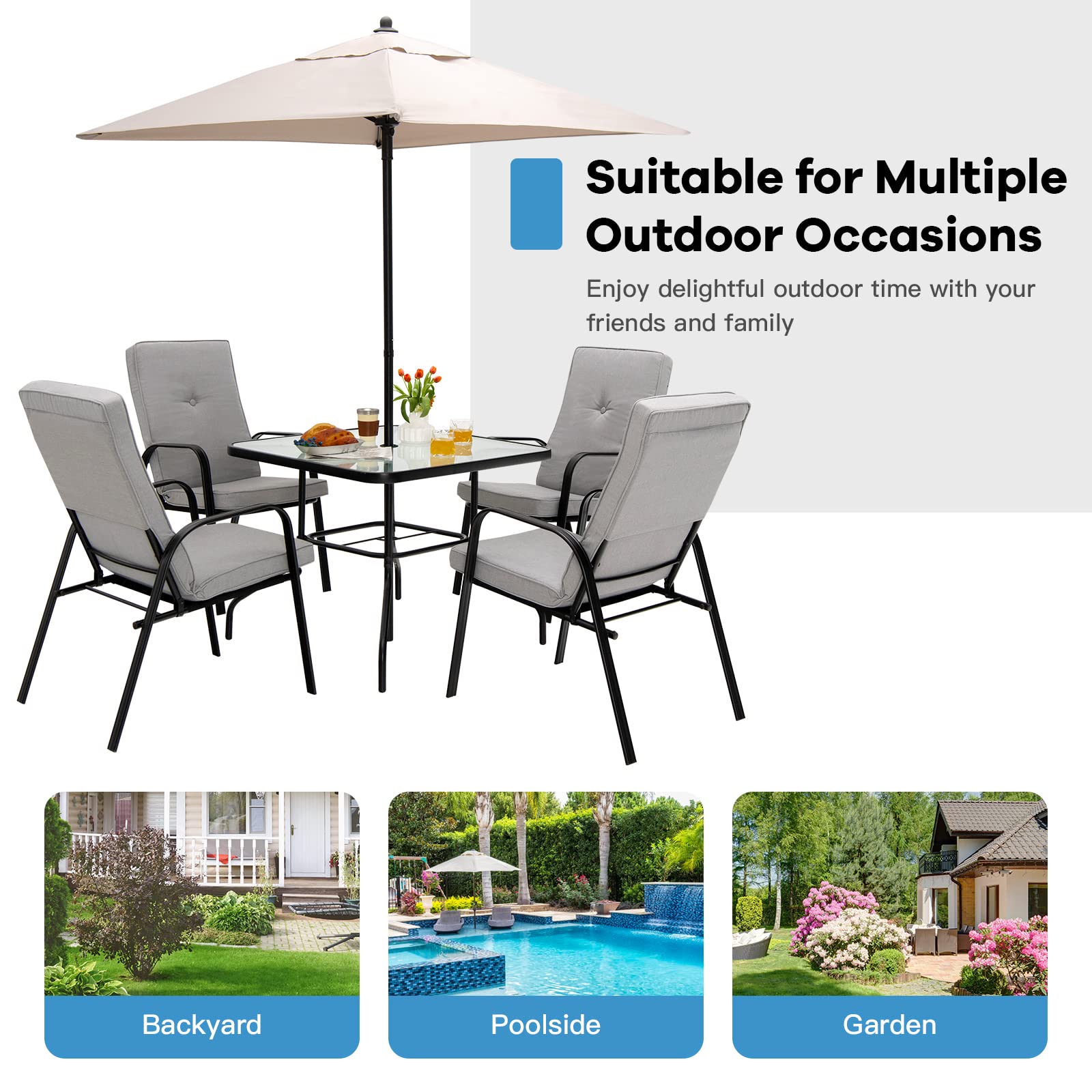 Giantex 4 Piece Patio Dining Chairs, Outdoor Stackable Chairs