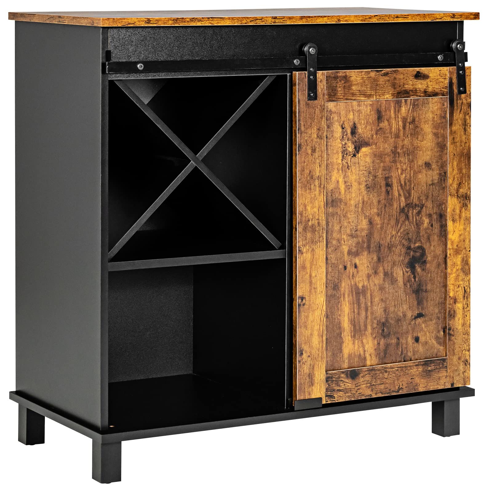 Giantex Sideboard, Coffee Bar Station with Sliding Barn Door(Industrial)