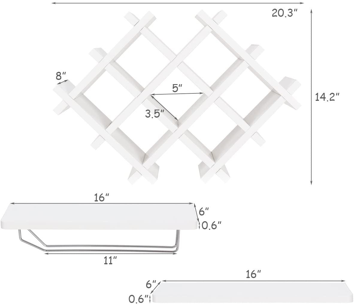 Set of 5 Wall Mount Wine Rack Set