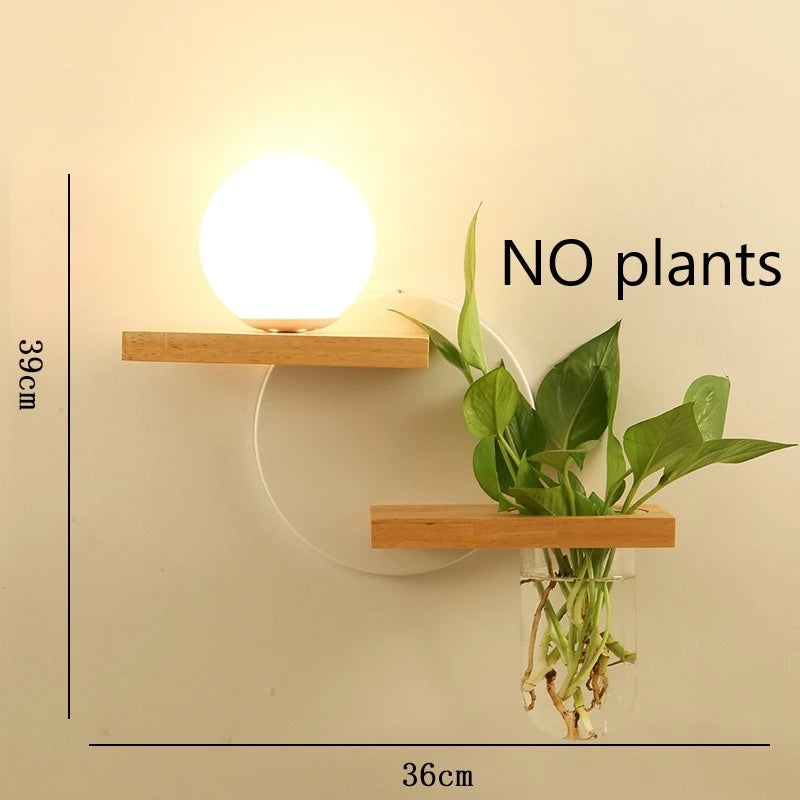 Wooden Lamp Led Creative Green Plant Pot Light Fixtures