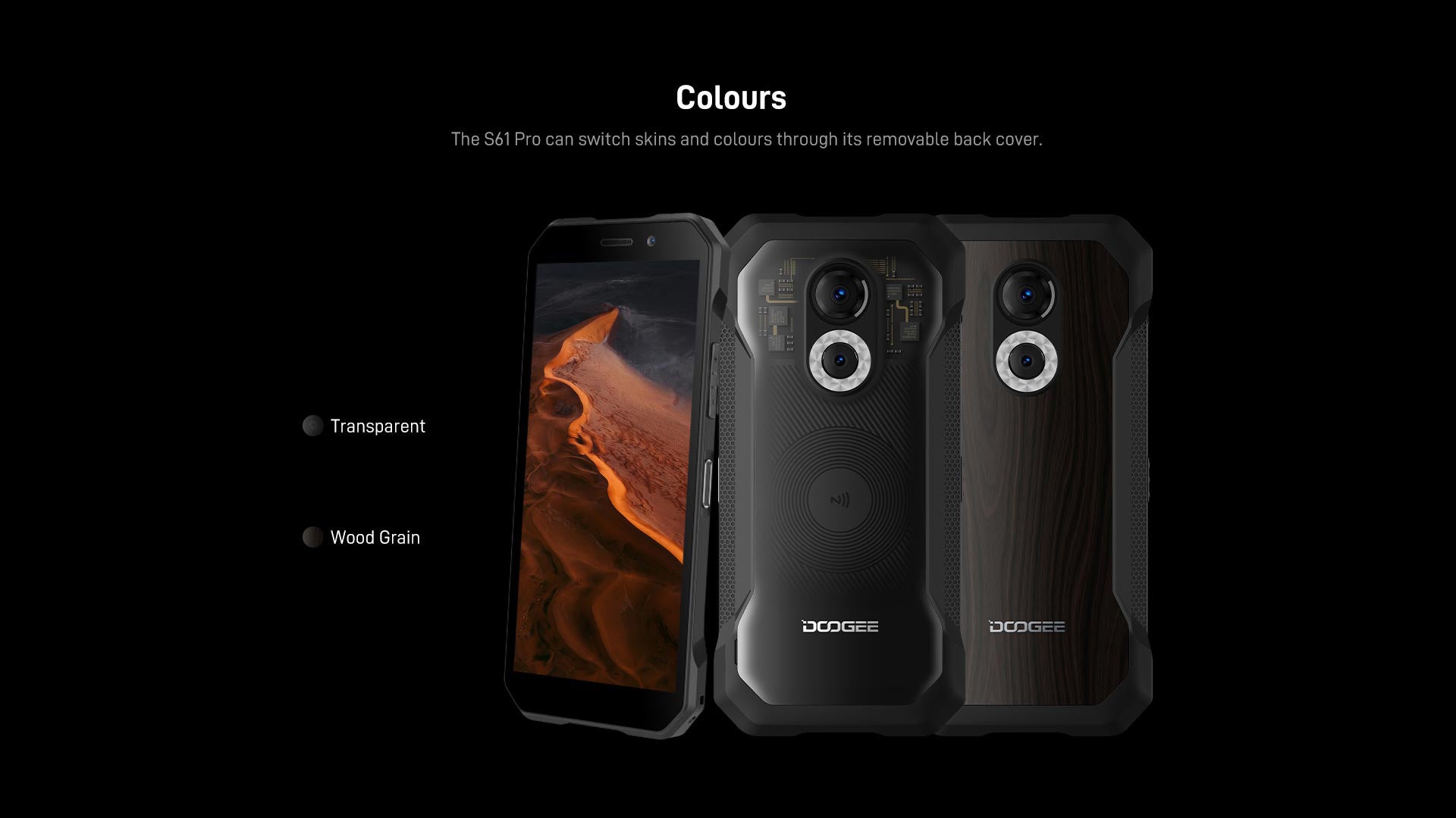 S61 can switch skins and colours through its removable back cover.