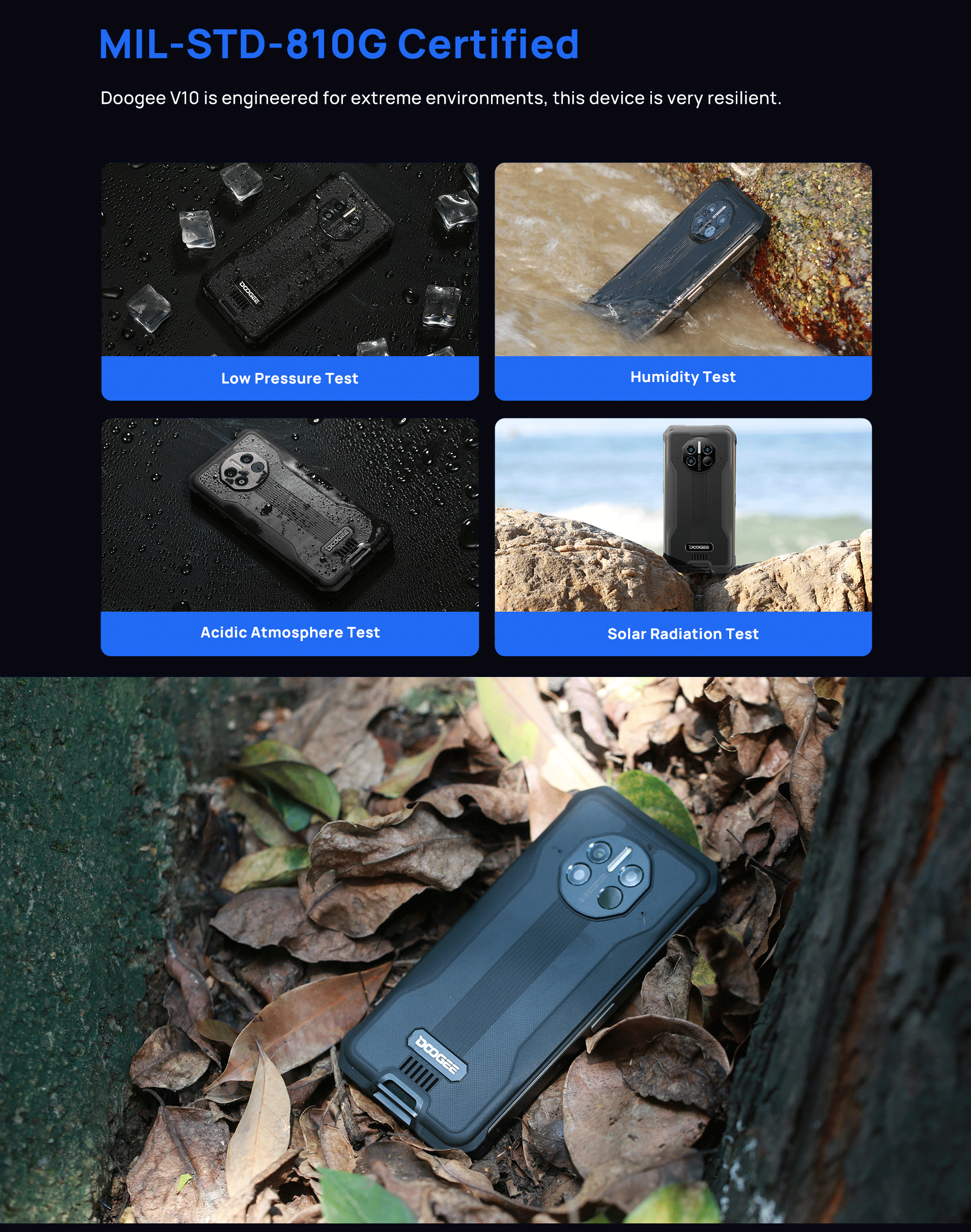 Doogee V10 8GB+128GB Infrared Forehead Thermometer 8500mAh Large battery 5G Rugged Phone
