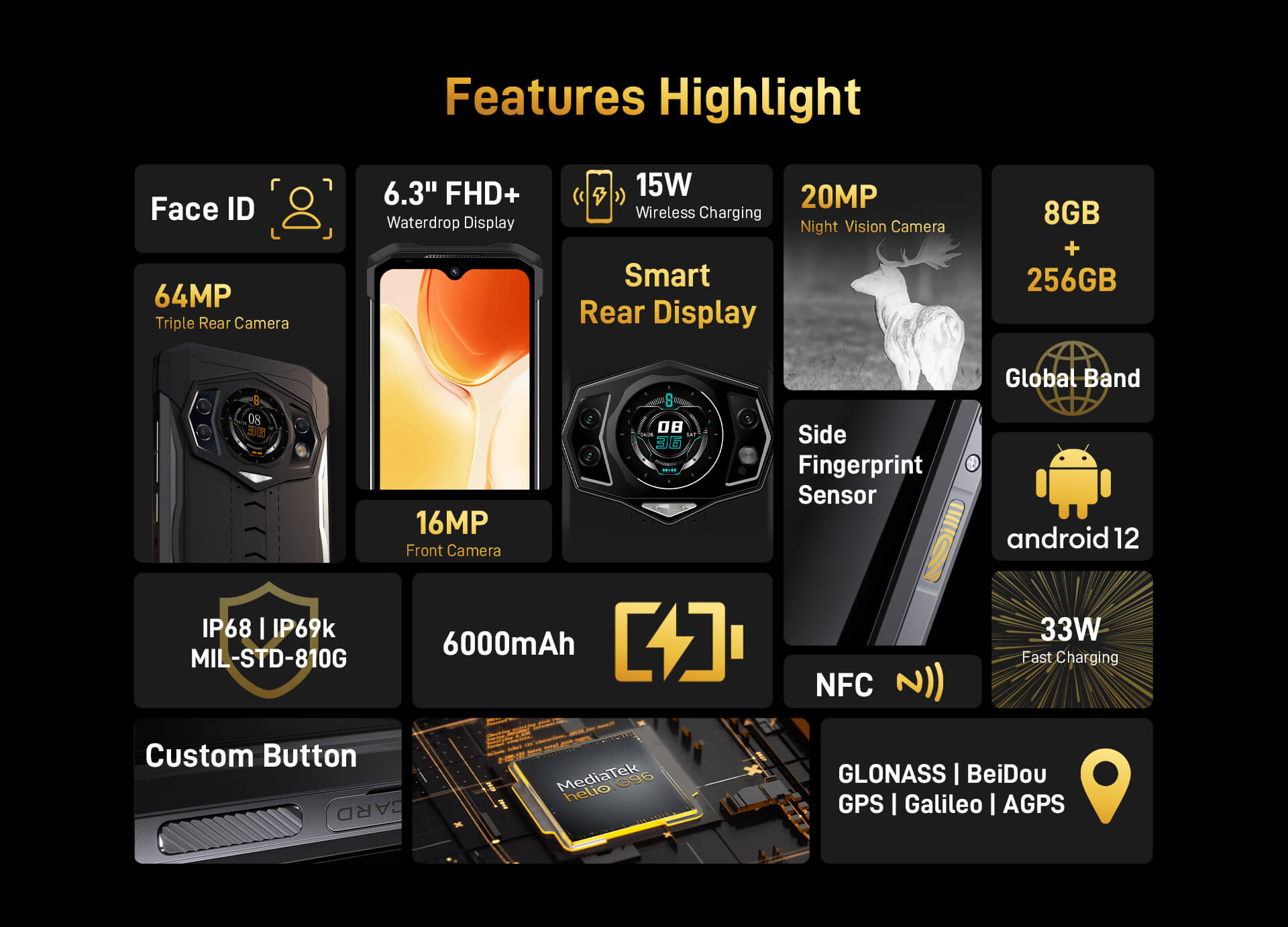Doogee S98 8GB+256GB 20MP Night Vision Camera 4G Rugged Smart Phone