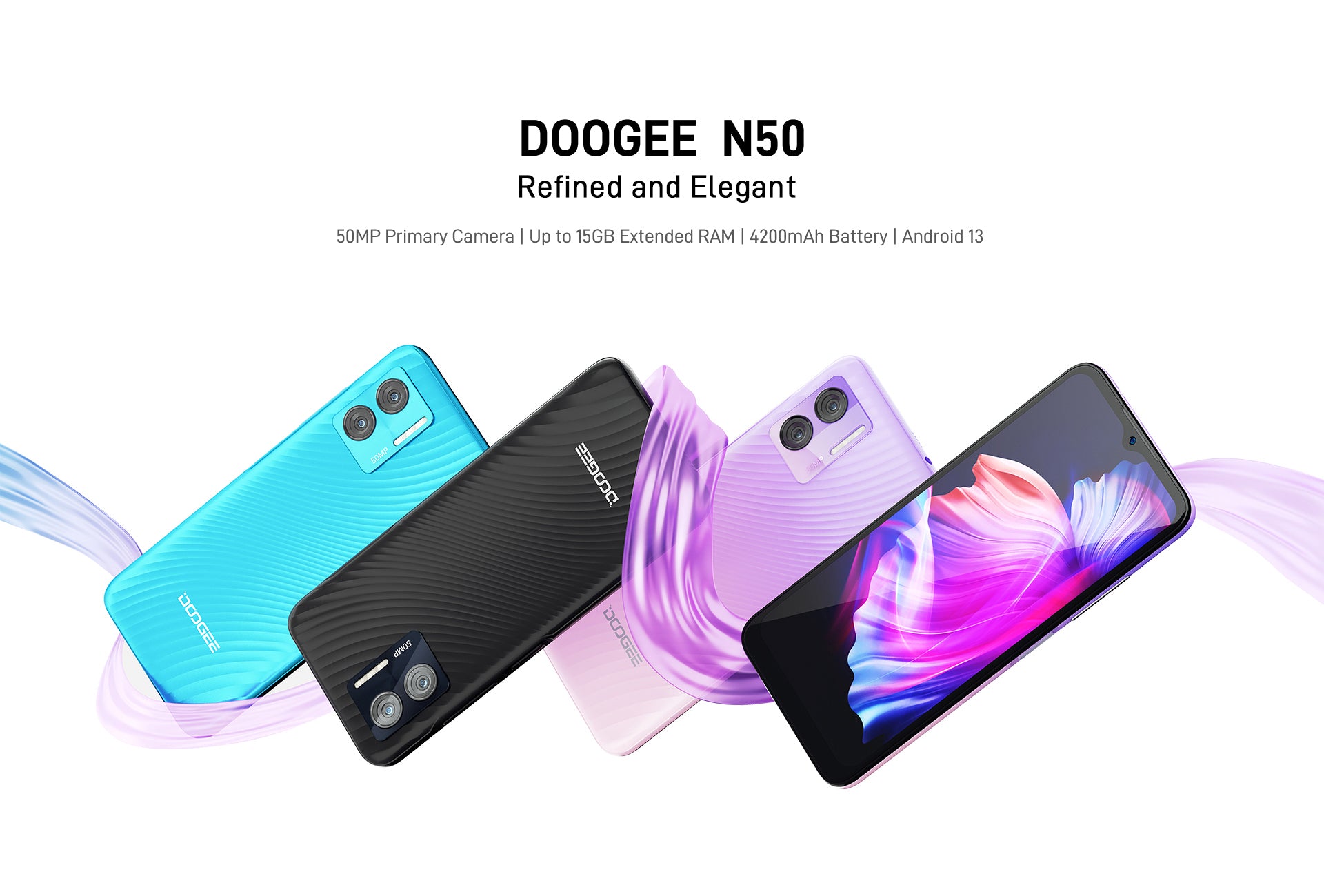 DOOGEE N50 Telefonos Moviles Libres Android 13, 15GB RAM+128GB ROM, Octa  Core, 50MP AI Cámara, 4200mAh Batería, 6,52 Pulgadas HD+, 1TB SD Smartphone