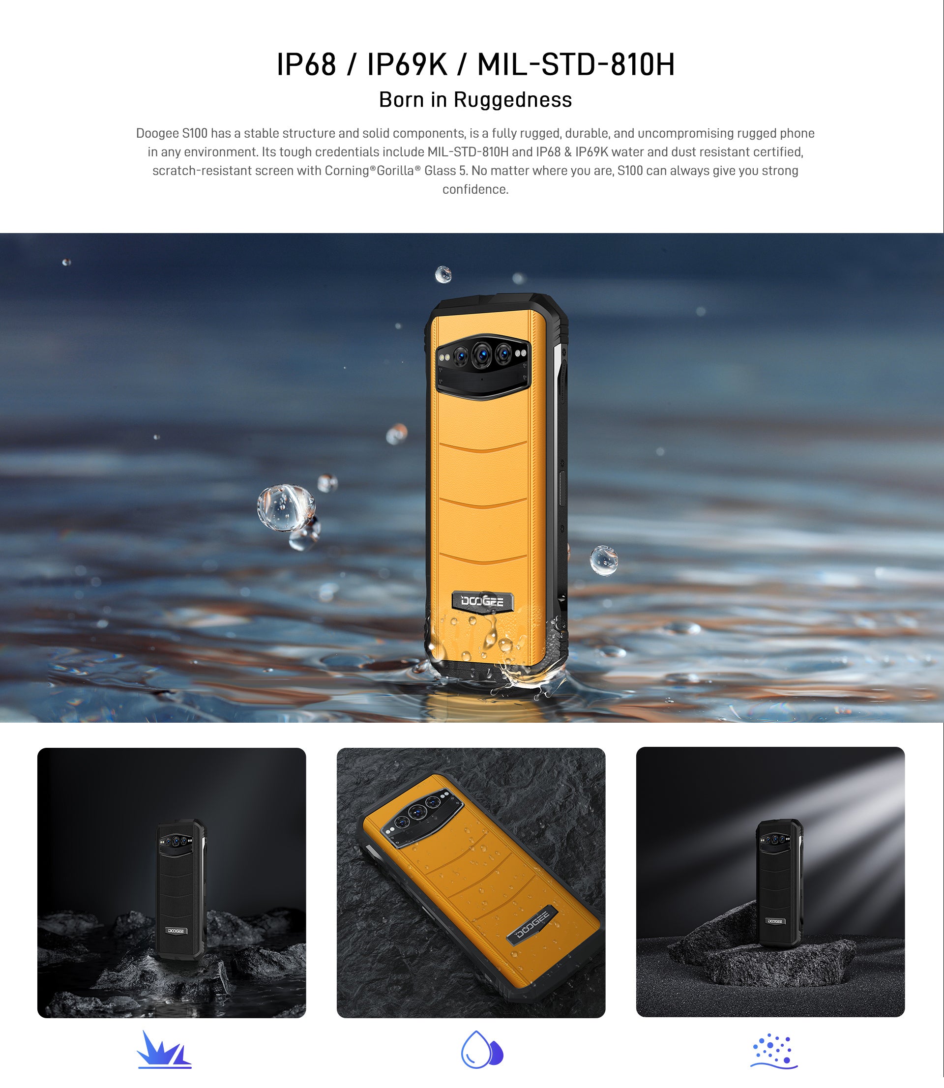 Doogee S100 Rugged Phone 120hz Helio G99 6.58 66w Fast Charge