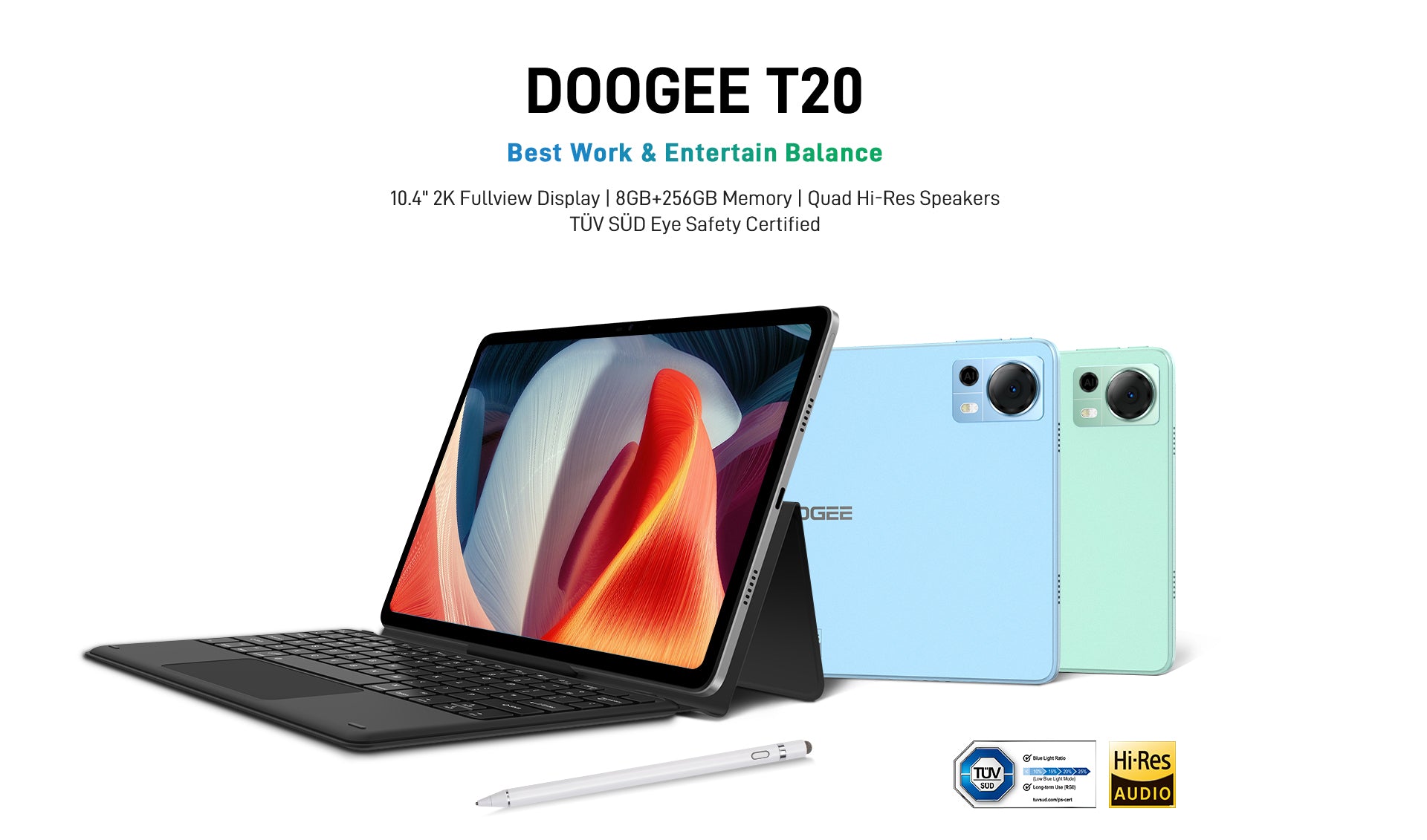  DOOGEE T20 Android Tablet,15GB+256GB 10.4 inch Tablet