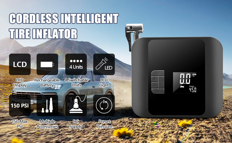 tire inflator car air pump compressor electric portable auto 12v volt 150 psi