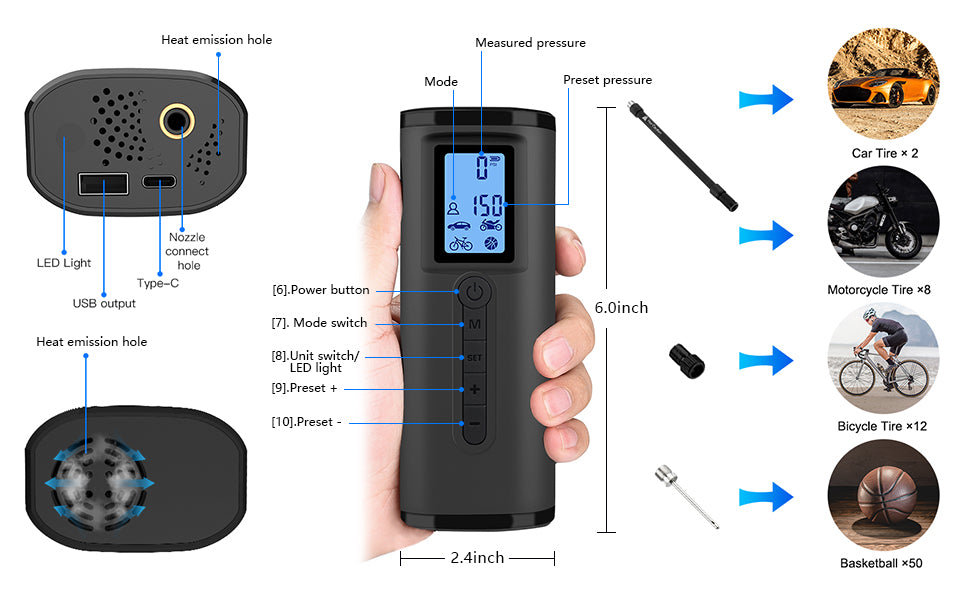 mini rechargeable electric air pump for balls