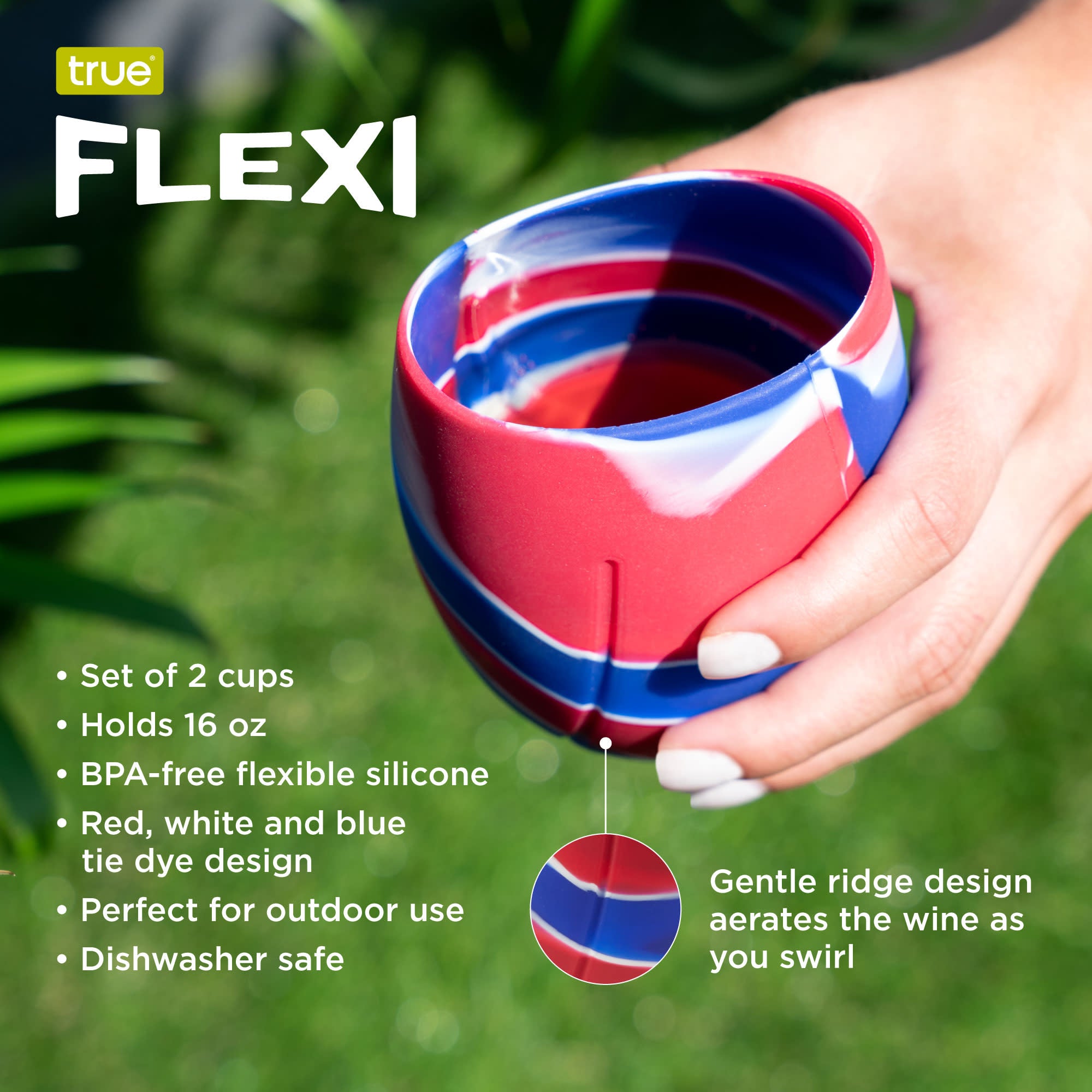 Flexi: Tie Dye Aerating Silicone Cups 2 Pack by True